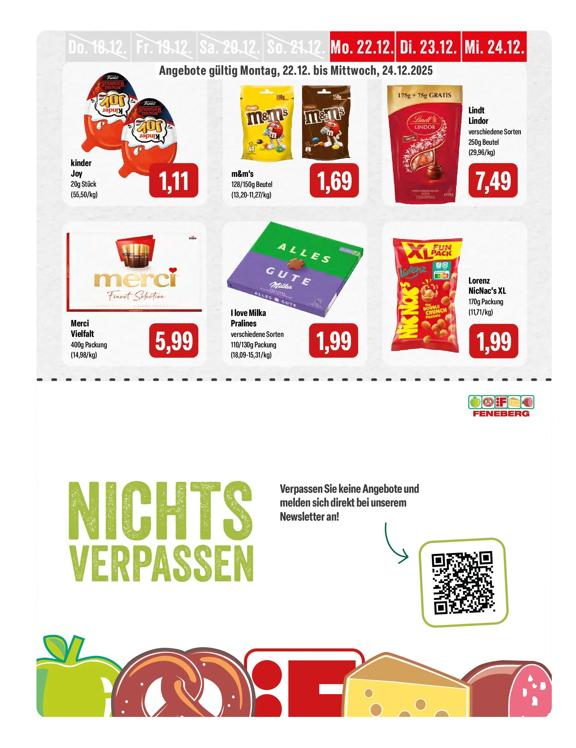 Feneberg Angebote (ab 22.12.2025) zum Blättern | Seite: 14 | Produkte: Merci, M&M's, Milka, Lindt