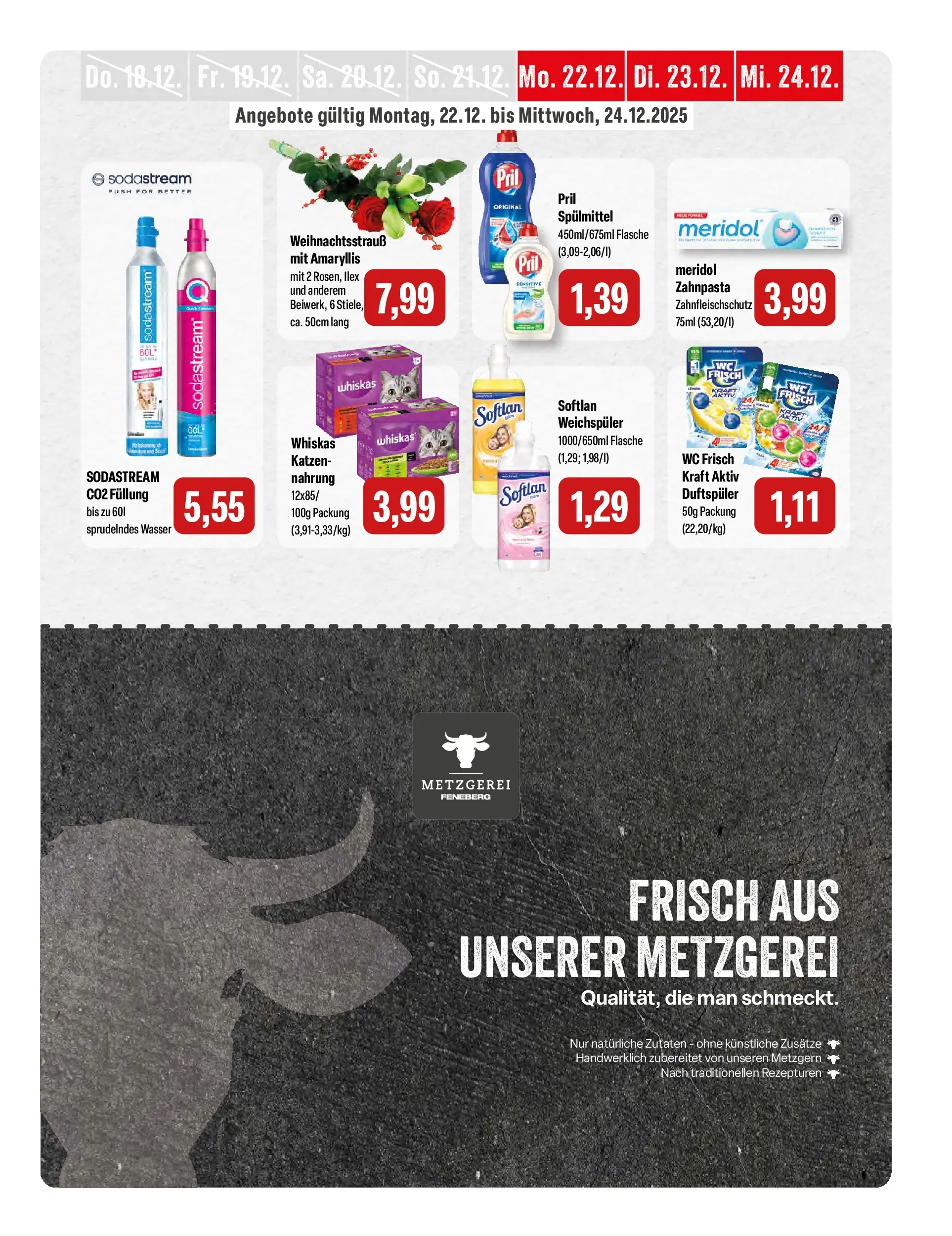 Feneberg Angebote (ab 22.12.2025) zum Blättern | Seite: 15 | Produkte: Zahnpasta, Weichspüler, Wc frisch, Pril