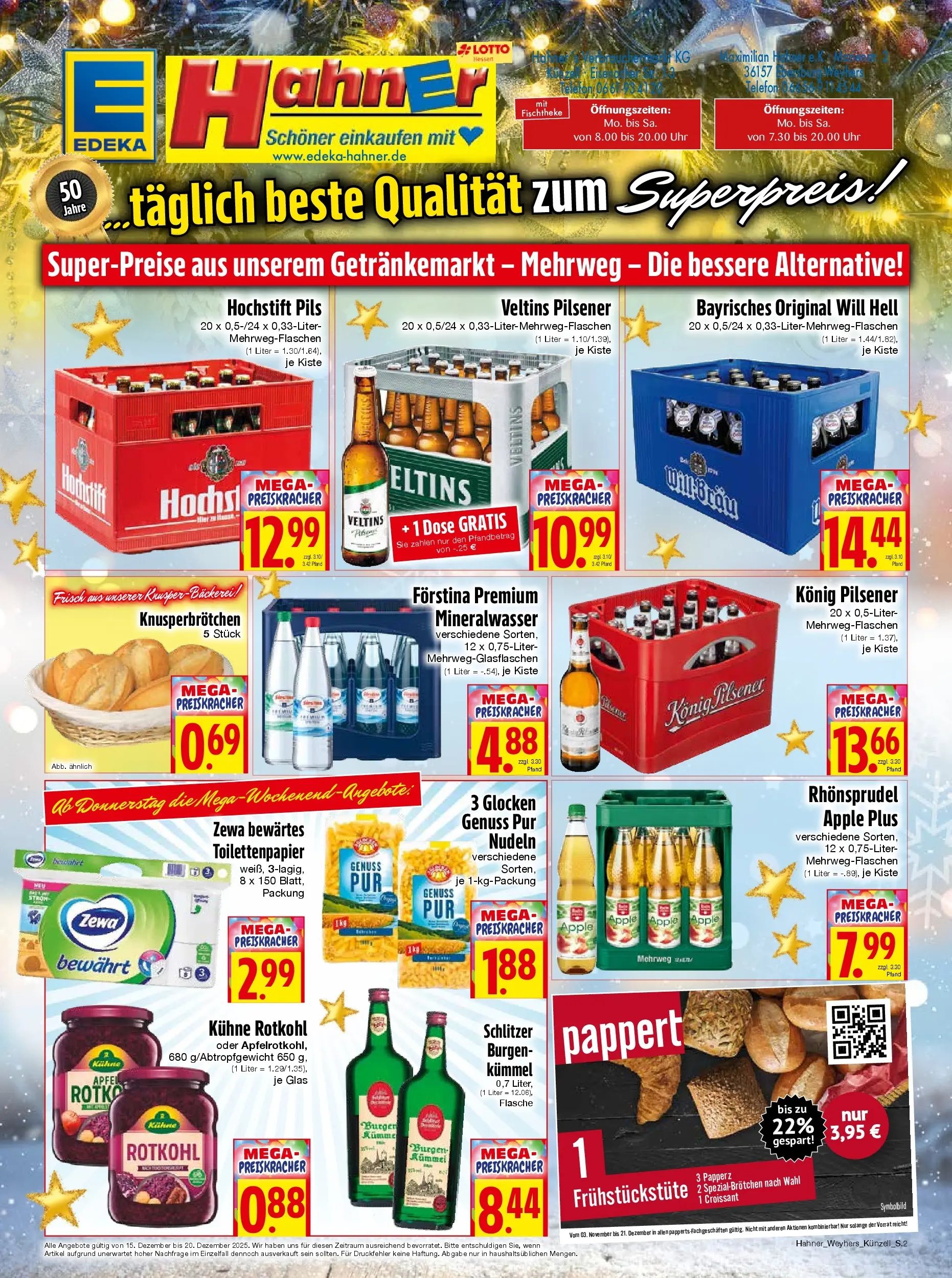 Entdecke - Edeka Hahner: Wochenangebote (ab 14.12.2025) zum Blättern | Seite: 2 | Produkte: Pils, Telefon, Uhr, Veltins