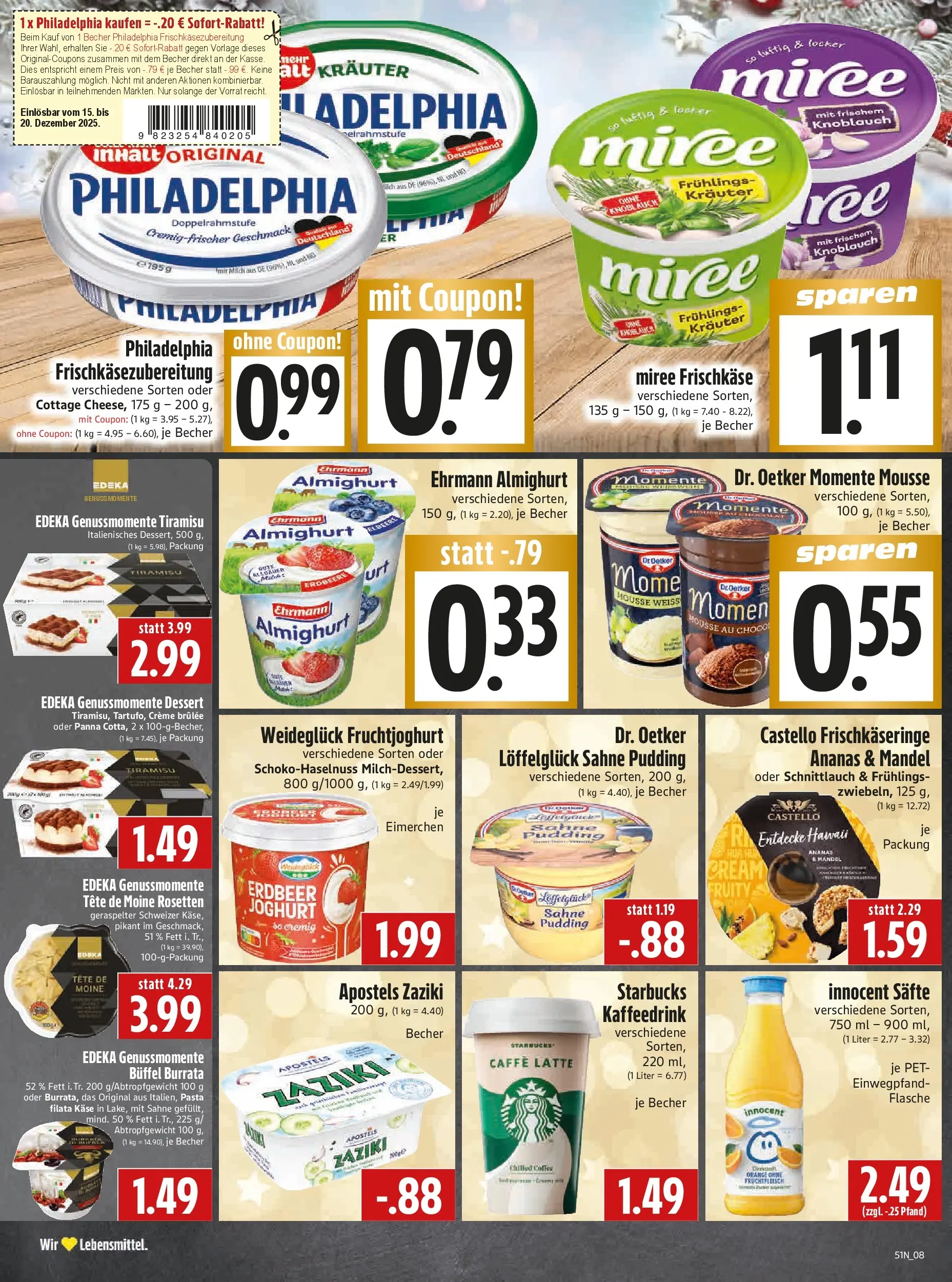 Entdecke - Edeka Hahner: Wochenangebote (ab 14.12.2025) zum Blättern | Seite: 10 | Produkte: Joghurt, Starbucks, Pasta, Sahne