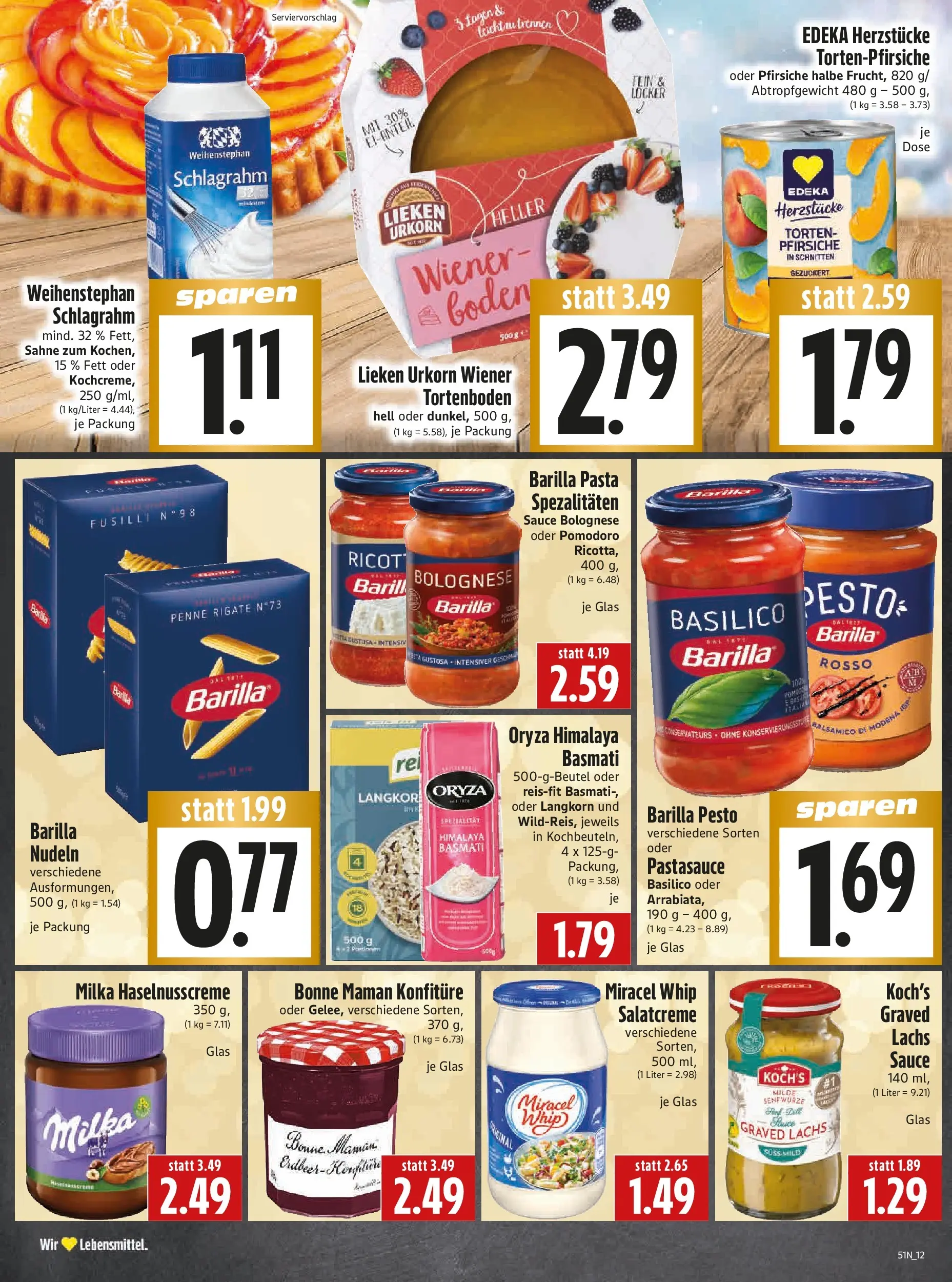 Entdecke - Edeka Hahner: Wochenangebote (ab 14.12.2025) zum Blättern | Seite: 14 | Produkte: Barilla, Milka, Lachs, Sahne