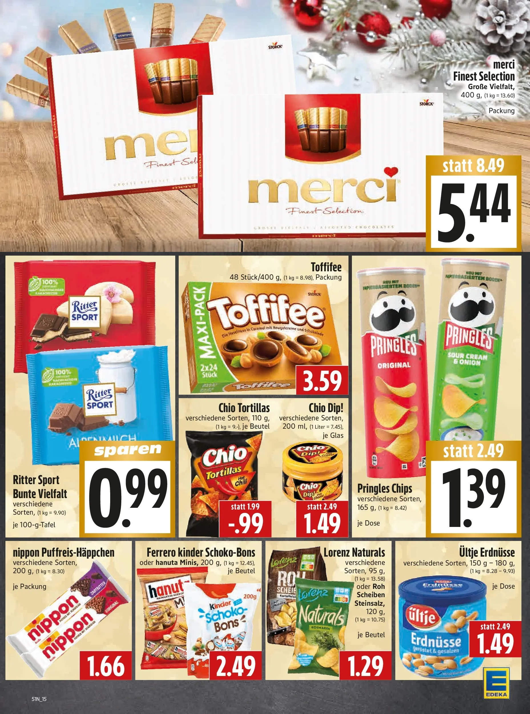 Entdecke - Edeka Hahner: Wochenangebote (ab 14.12.2025) zum Blättern | Seite: 17 | Produkte: Merci, Erdnüsse, Toffifee, Chips