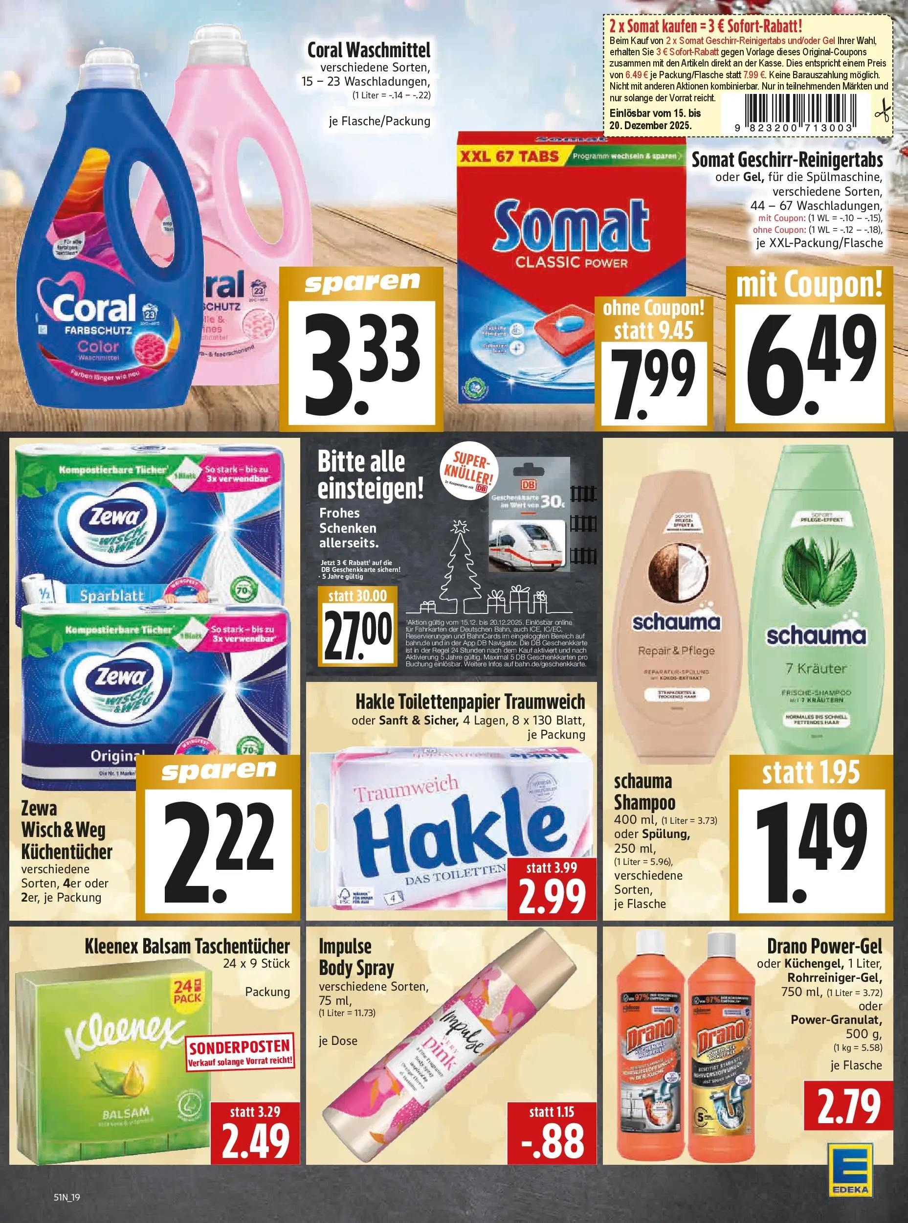 Entdecke - Edeka Hahner: Wochenangebote (ab 14.12.2025) zum Blättern | Seite: 21 | Produkte: Coral, Zewa, Shampoo, Waschmittel