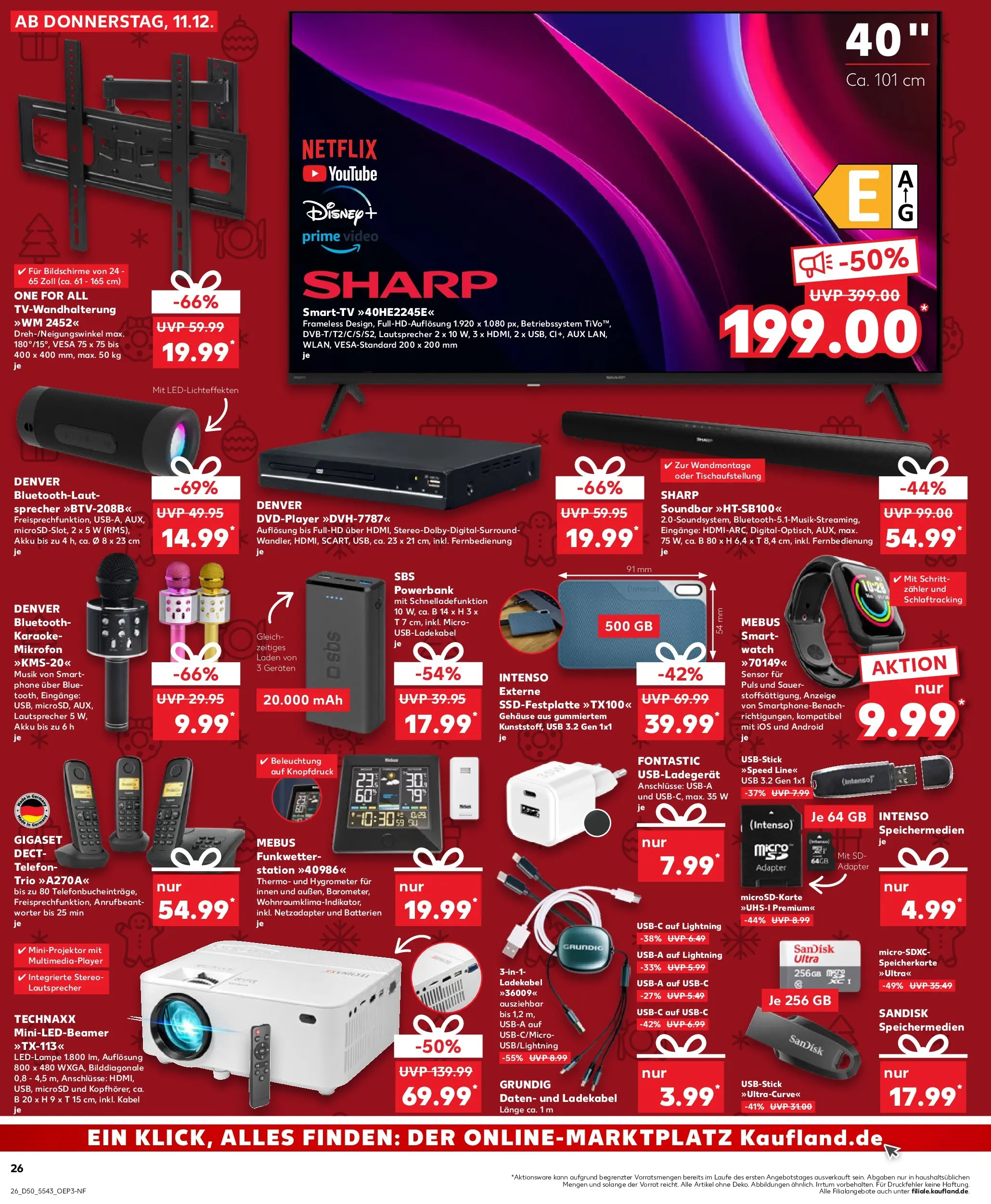 Prospekt Kaufland ab 14.12.2025 » Angebote Online zum Blättern | Seite: 26 | Produkte: Smartwatch, Smart TV, Telefon, Powerbank