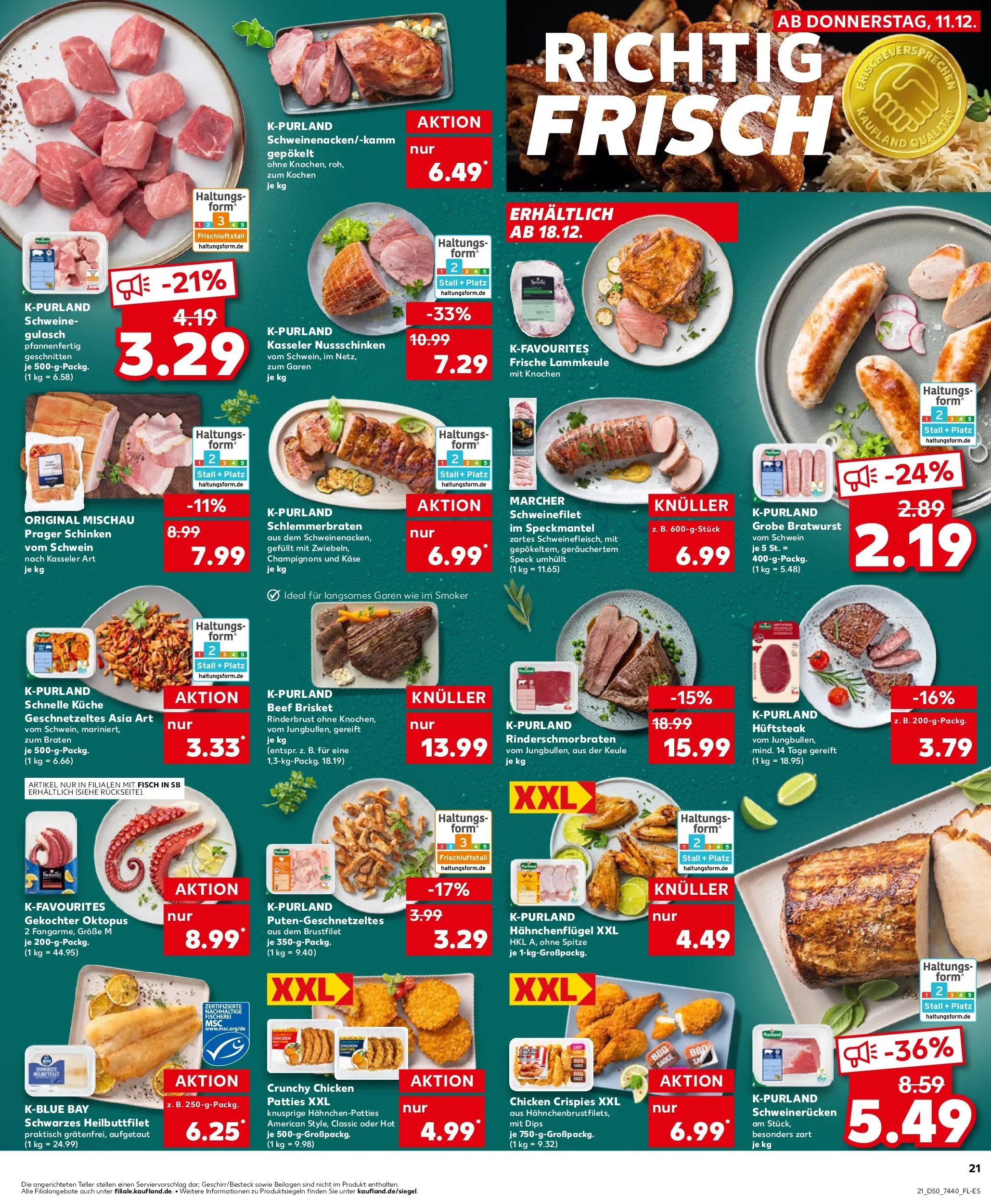 Prospekt Kaufland ab 14.12.2025 » Angebote Online zum Blättern | Seite: 21 | Produkte: Lammkeule, Bratwurst, Schweinefilet, Steak