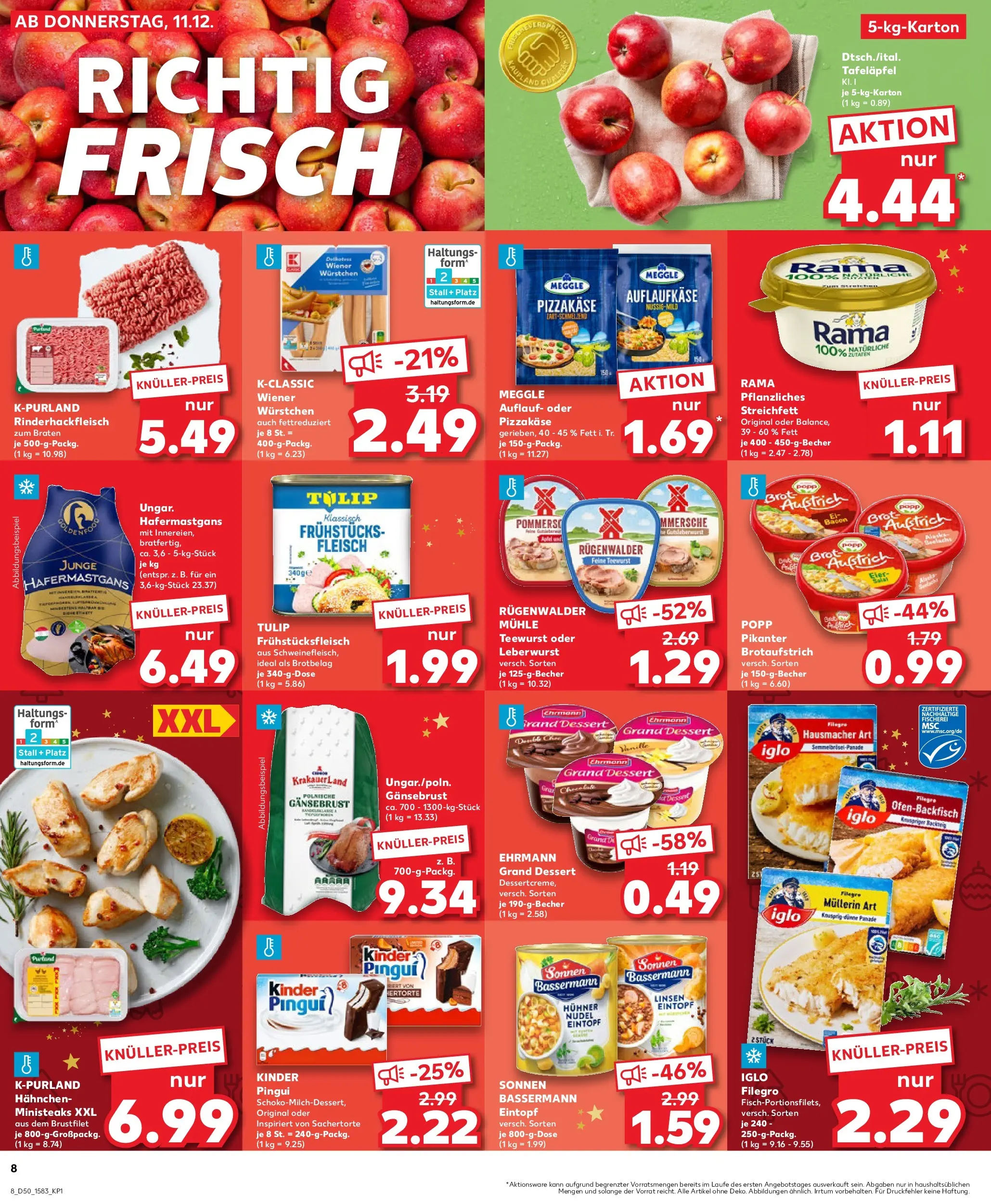 Prospekt Kaufland ab 14.12.2025 » Angebote Online zum Blättern | Seite: 8 | Produkte: Mühle, Hahnchen, Rama, Eier