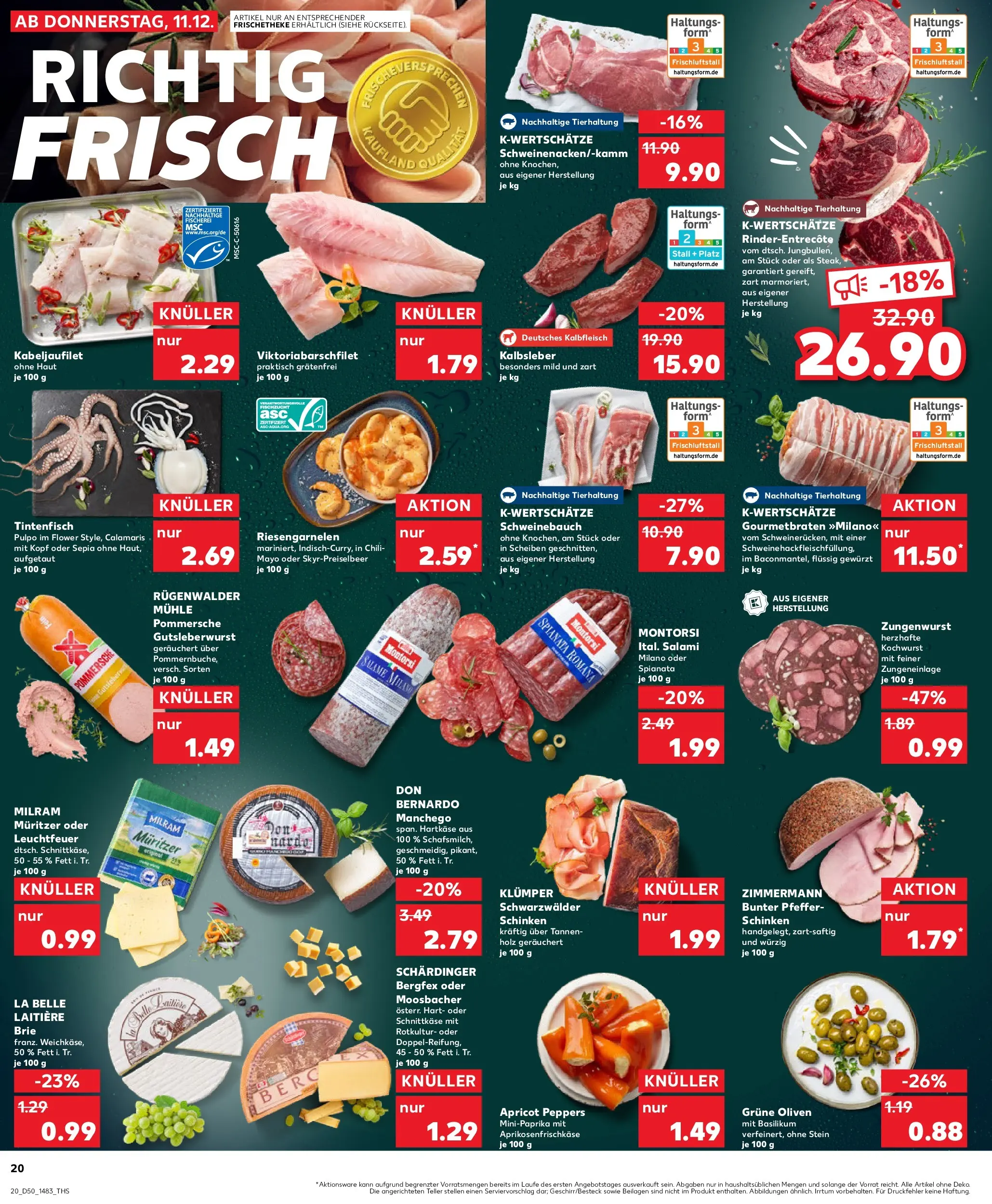 Prospekt Kaufland ab 14.12.2025 » Angebote Online zum Blättern | Seite: 20 | Produkte: Schweinebauch, Kalbsleber, Milram, Chili
