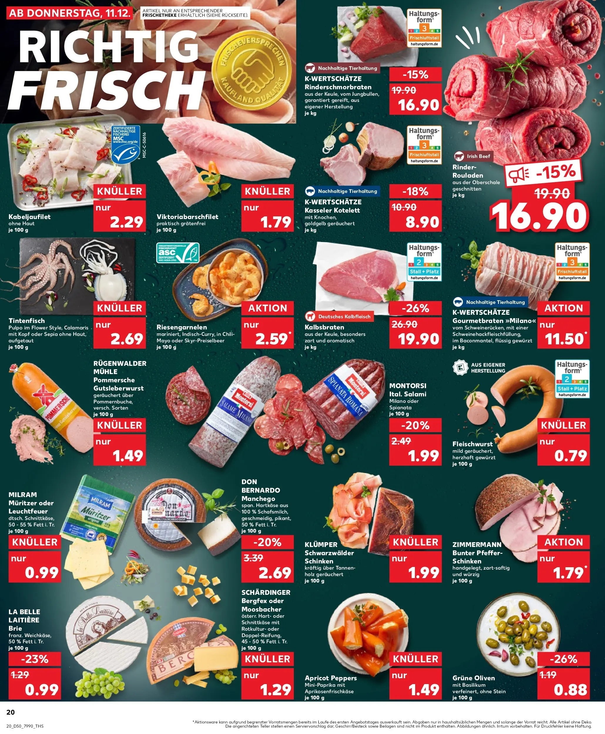Prospekt Kaufland ab 14.12.2025 » Angebote Online zum Blättern | Seite: 20 | Produkte: Tintenfisch, Milram, Salami, Schinken