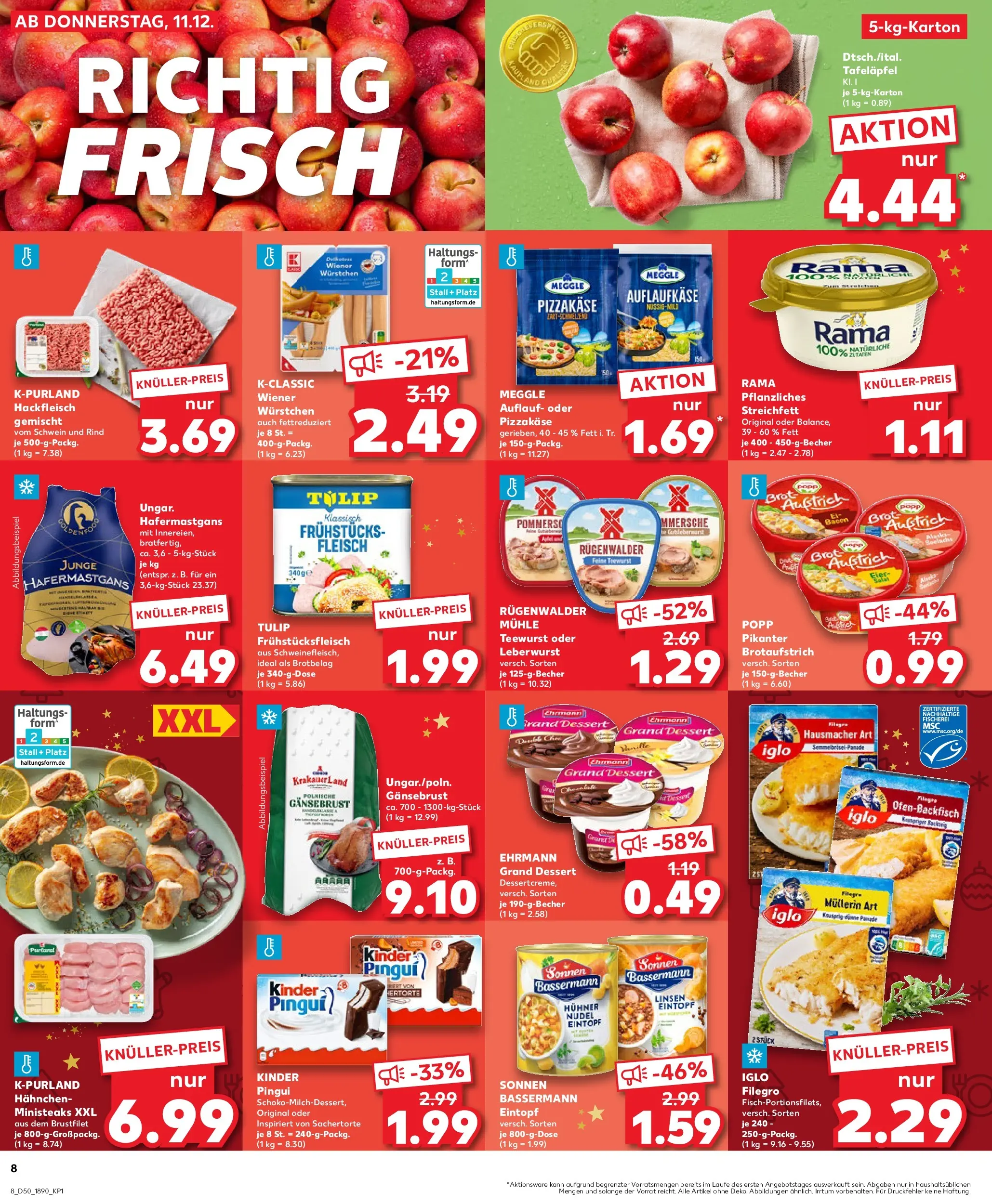 Prospekt Kaufland ab 14.12.2025 » Angebote Online zum Blättern | Seite: 8 | Produkte: Wiener wurstchen, Steak, Fleisch, Hackfleisch
