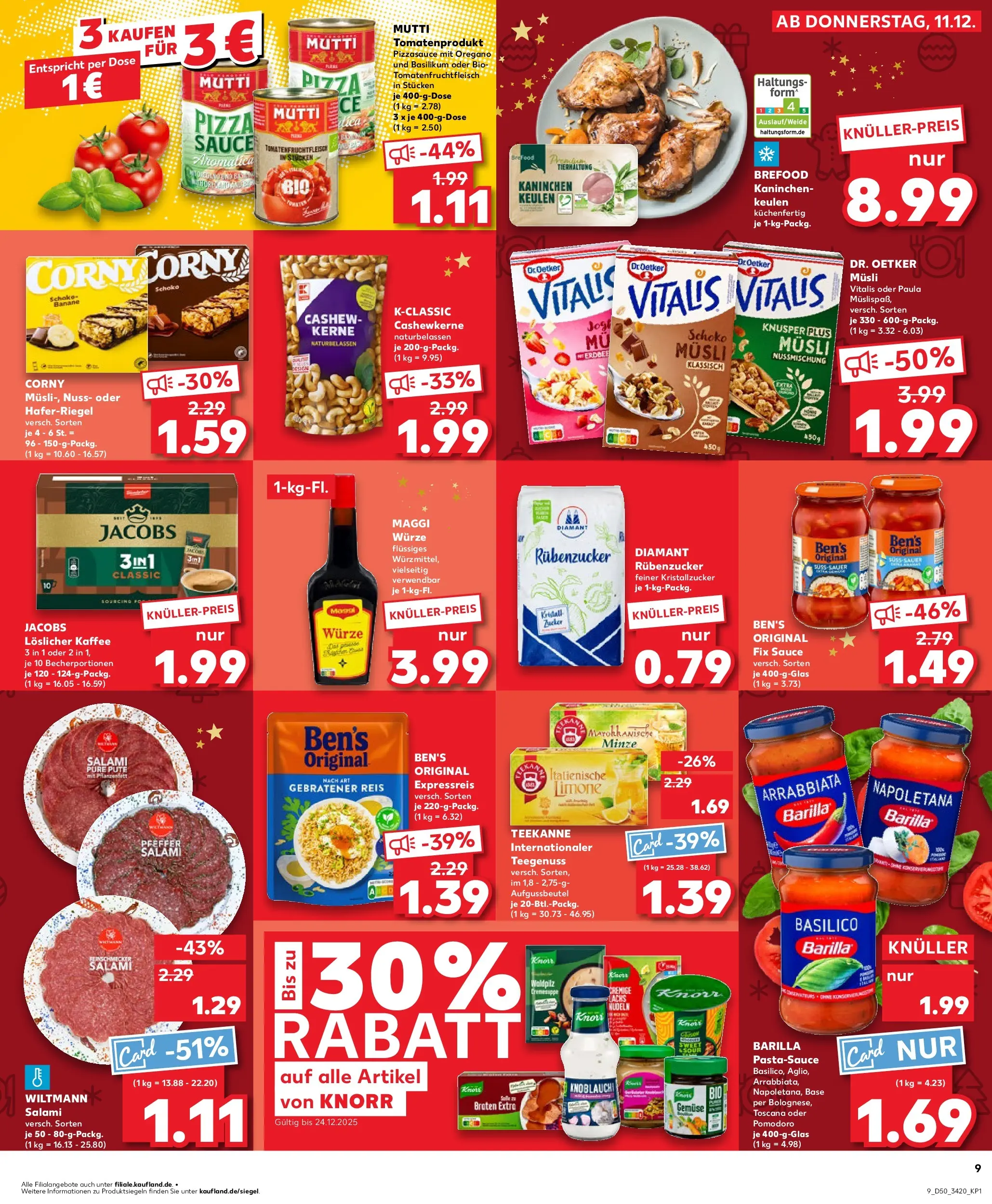 Prospekt Kaufland ab 14.12.2025 » Angebote Online zum Blättern | Seite: 9 | Produkte: Musli, Barilla, Knorr, Nudeln