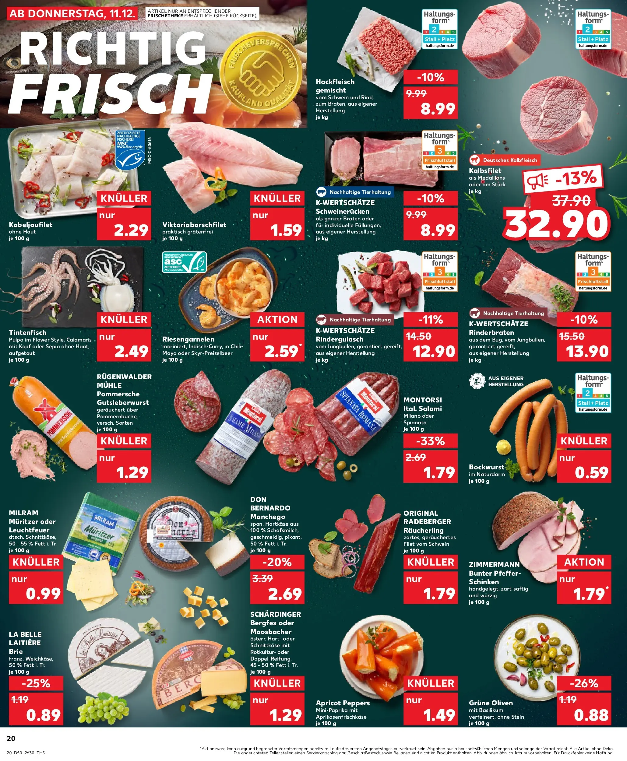 Prospekt Kaufland ab 14.12.2025 » Angebote Online zum Blättern | Seite: 20 | Produkte: Tintenfisch, Milram, Pfeffer, Salami