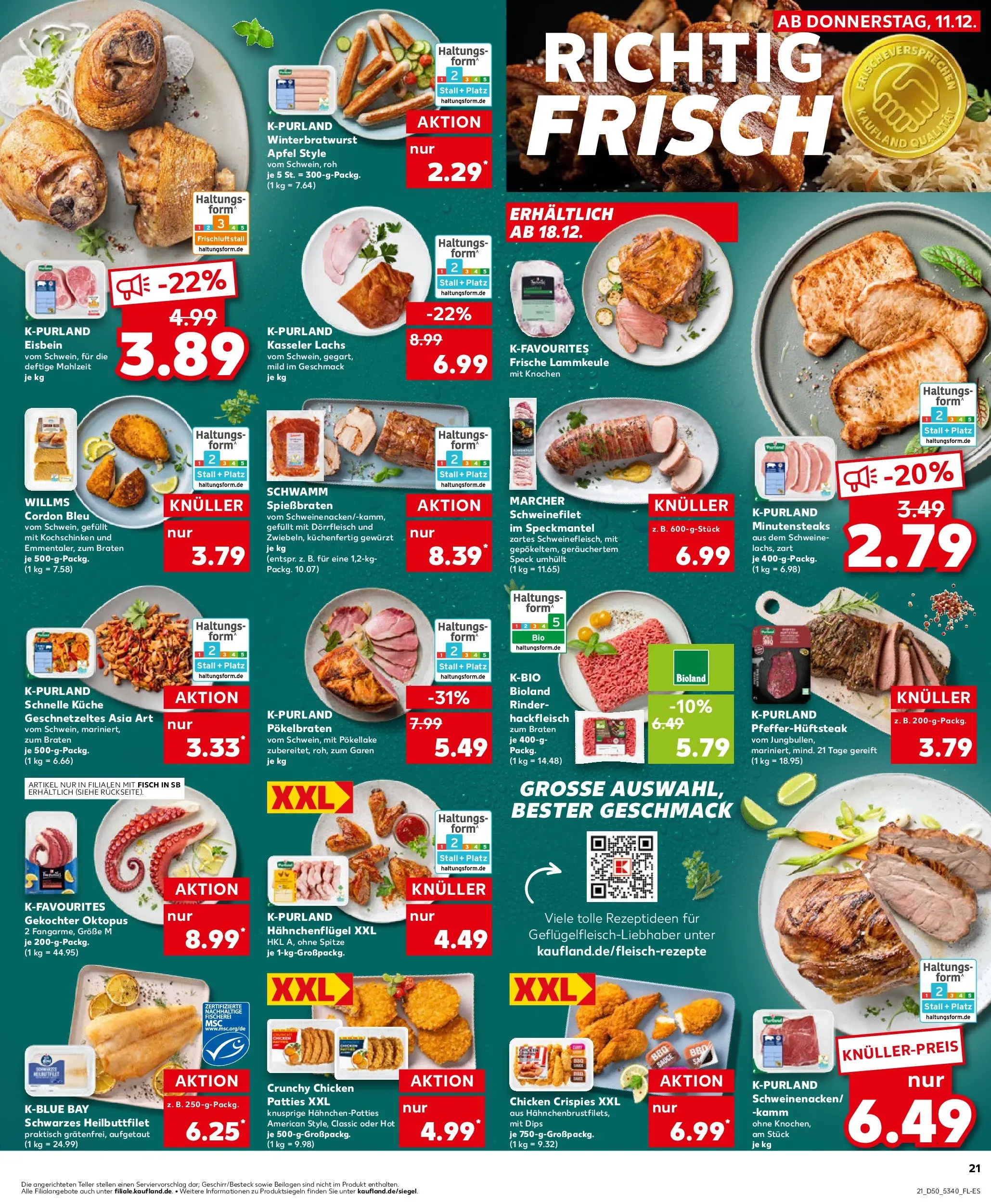 Prospekt Kaufland ab 14.12.2025 » Angebote Online zum Blättern | Seite: 21 | Produkte: Schweinefilet, Fisch, Lachs, Hackfleisch