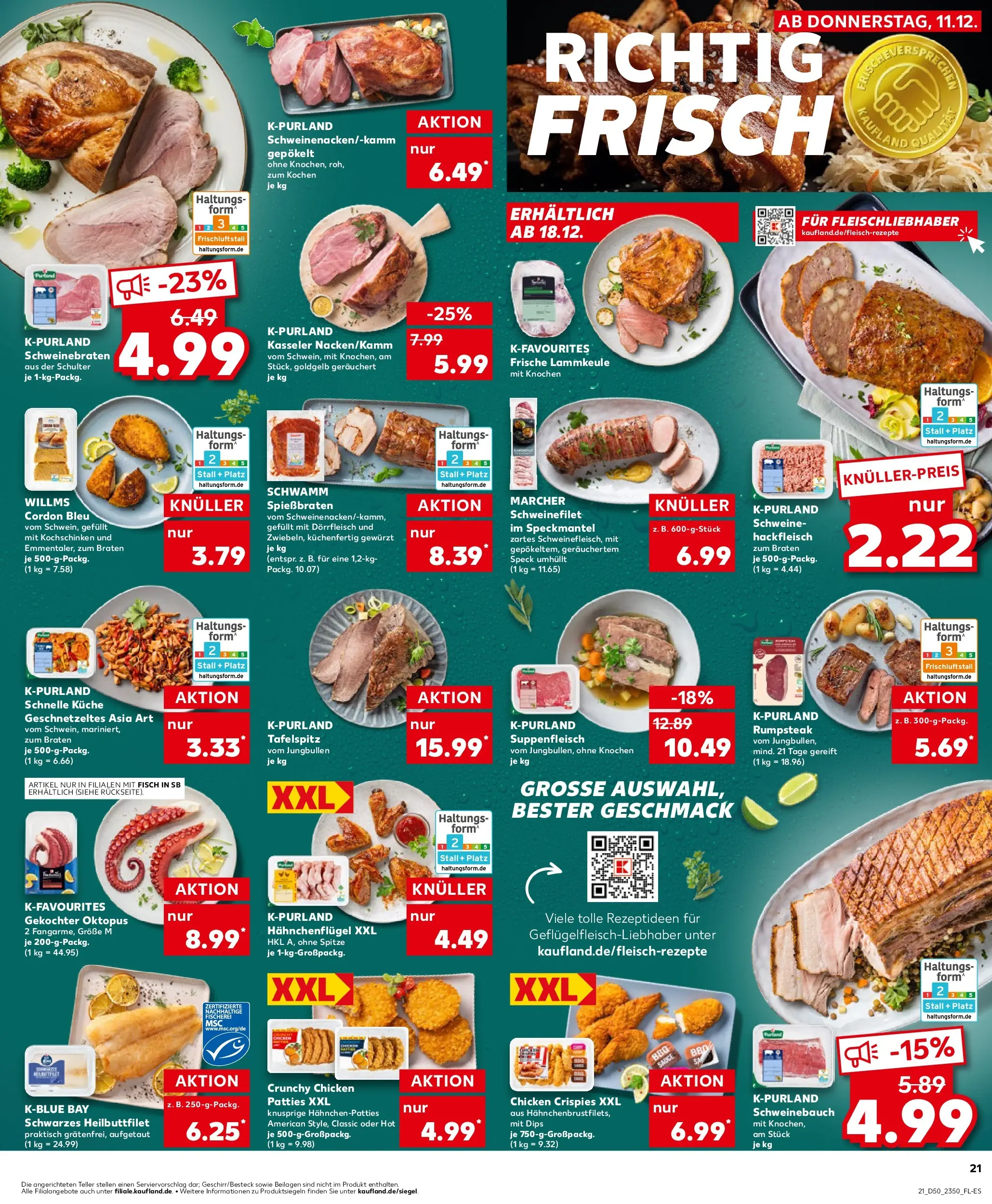 Prospekt Kaufland ab 14.12.2025 » Angebote Online zum Blättern | Seite: 21 | Produkte: Rumpsteak, Tafelspitz, Schweinefilet, Fisch