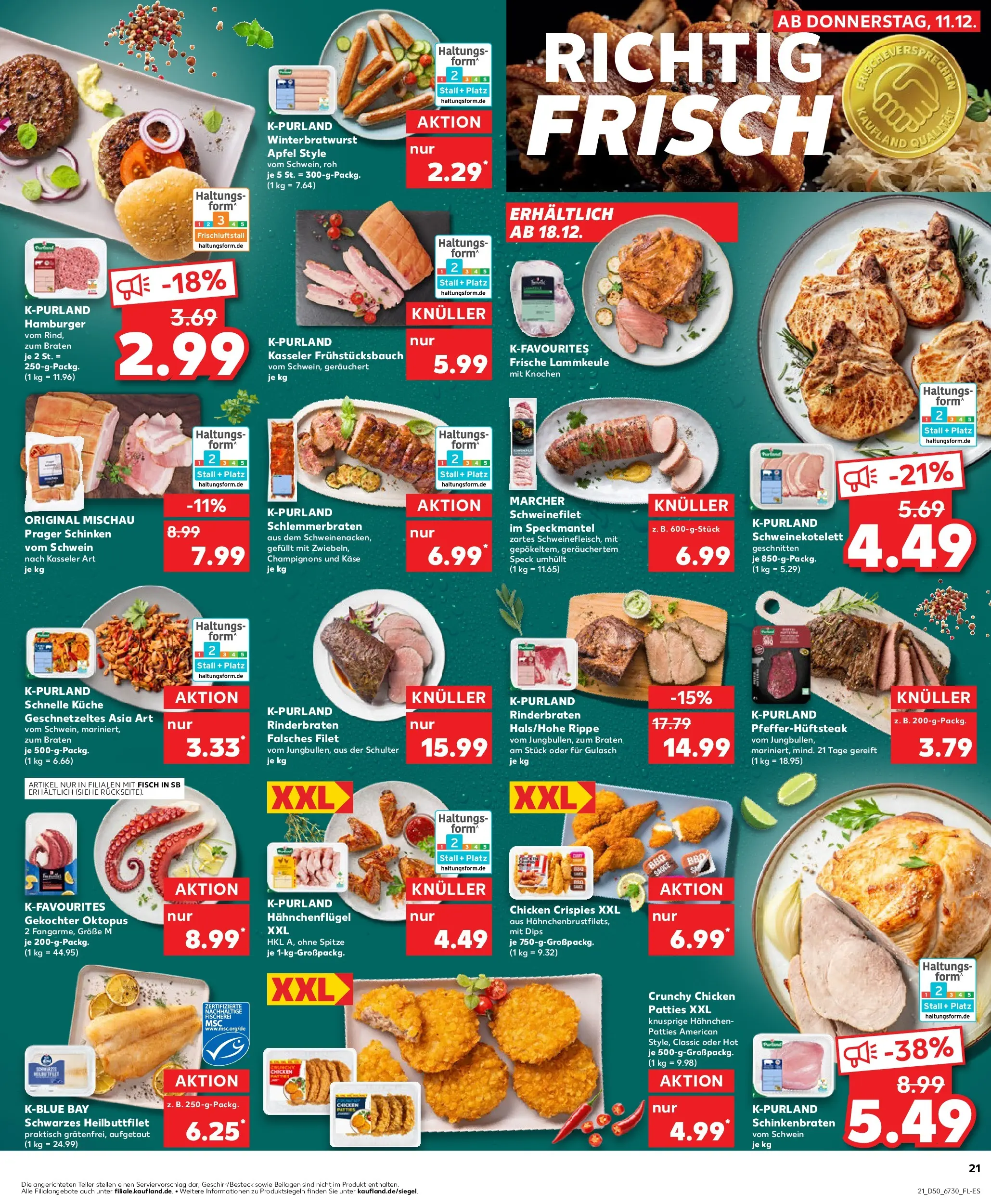 Prospekt Kaufland ab 14.12.2025 » Angebote Online zum Blättern | Seite: 21 | Produkte: Lammkeule, Käse, Champignons, Steak