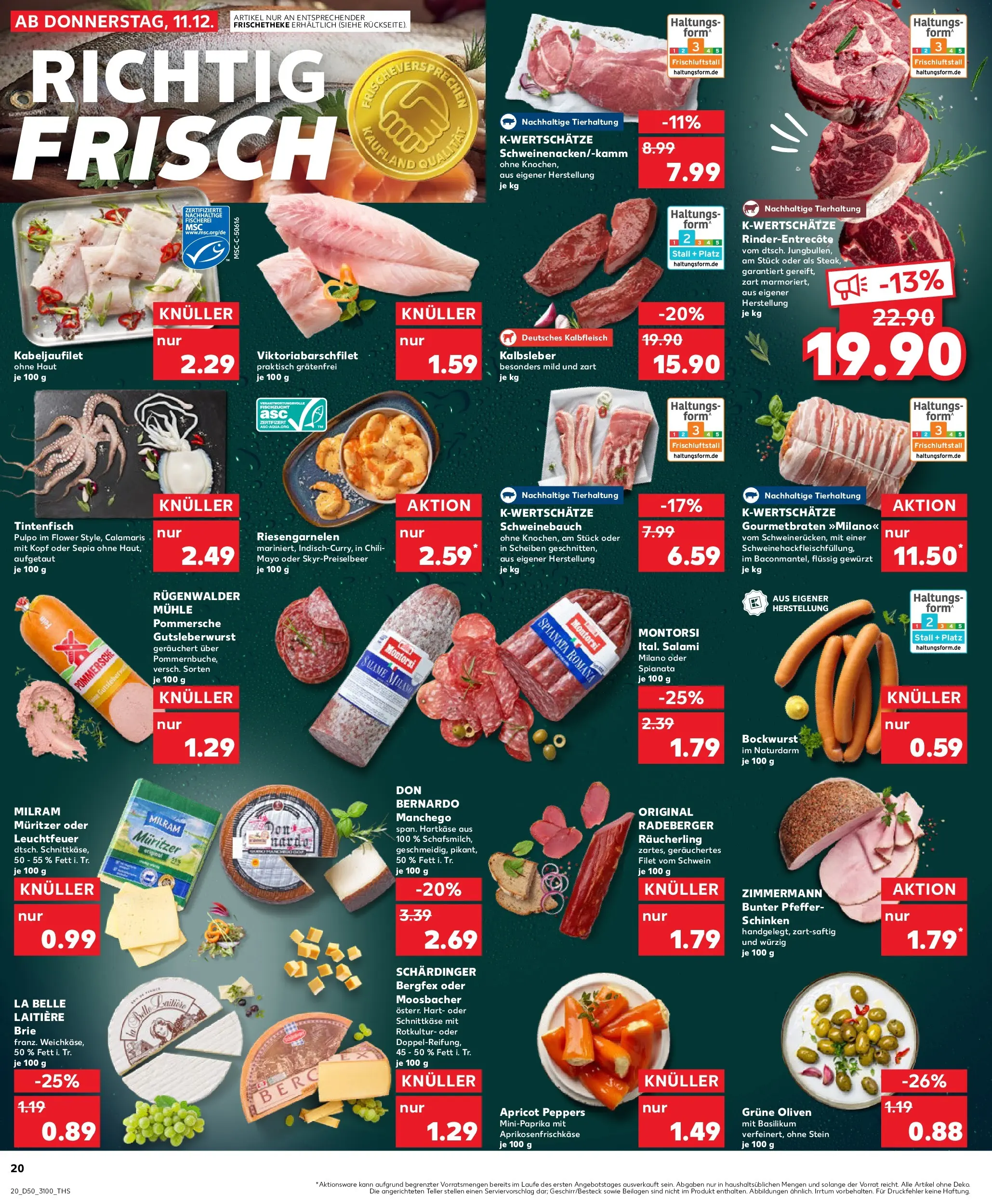 Prospekt Kaufland ab 14.12.2025 » Angebote Online zum Blättern | Seite: 20 | Produkte: Tintenfisch, Kalbsleber, Pfeffer, Salami