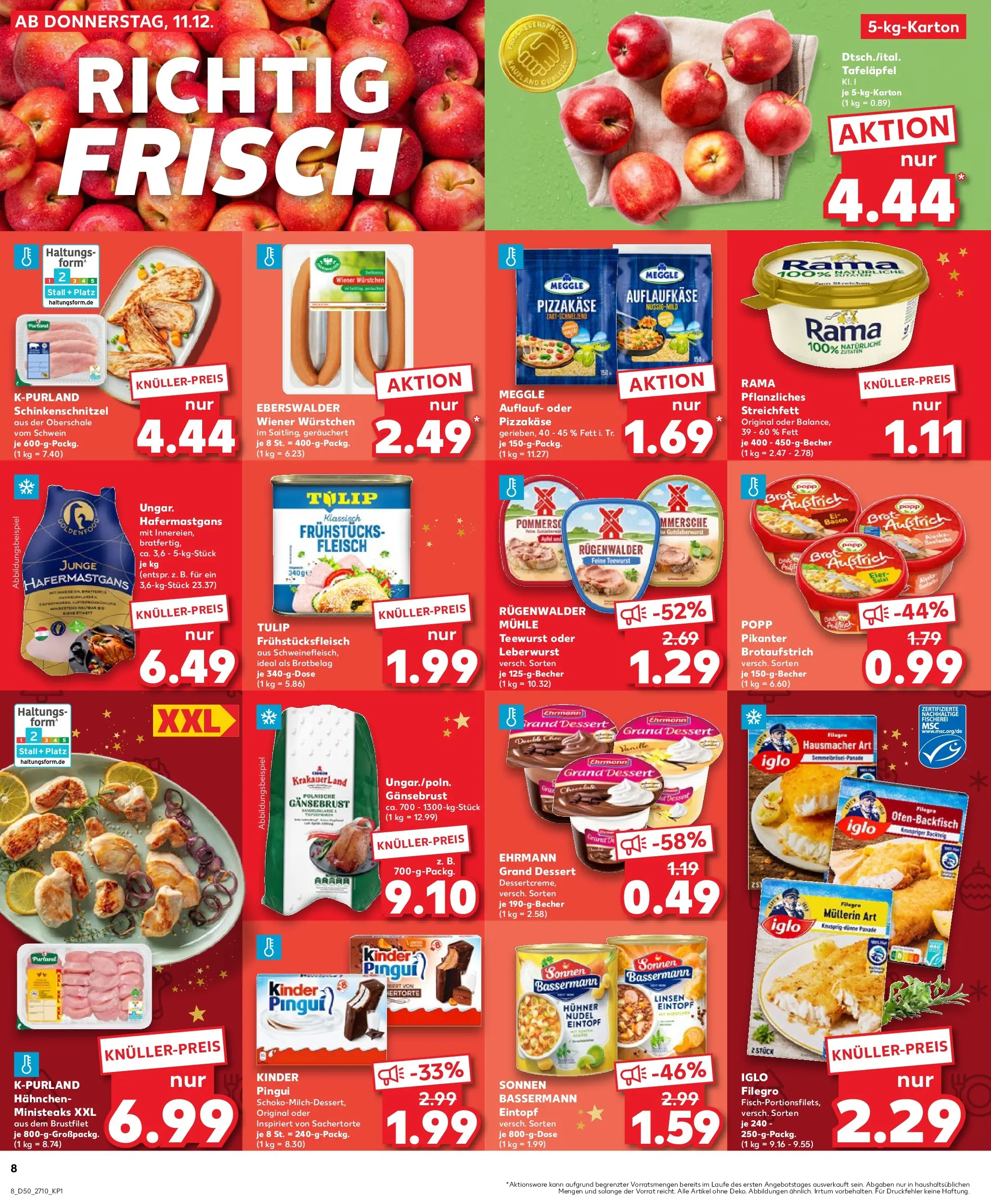 Prospekt Kaufland ab 14.12.2025 » Angebote Online zum Blättern | Seite: 8 | Produkte: Hahnchen, Äpfel, Brot, Fleisch