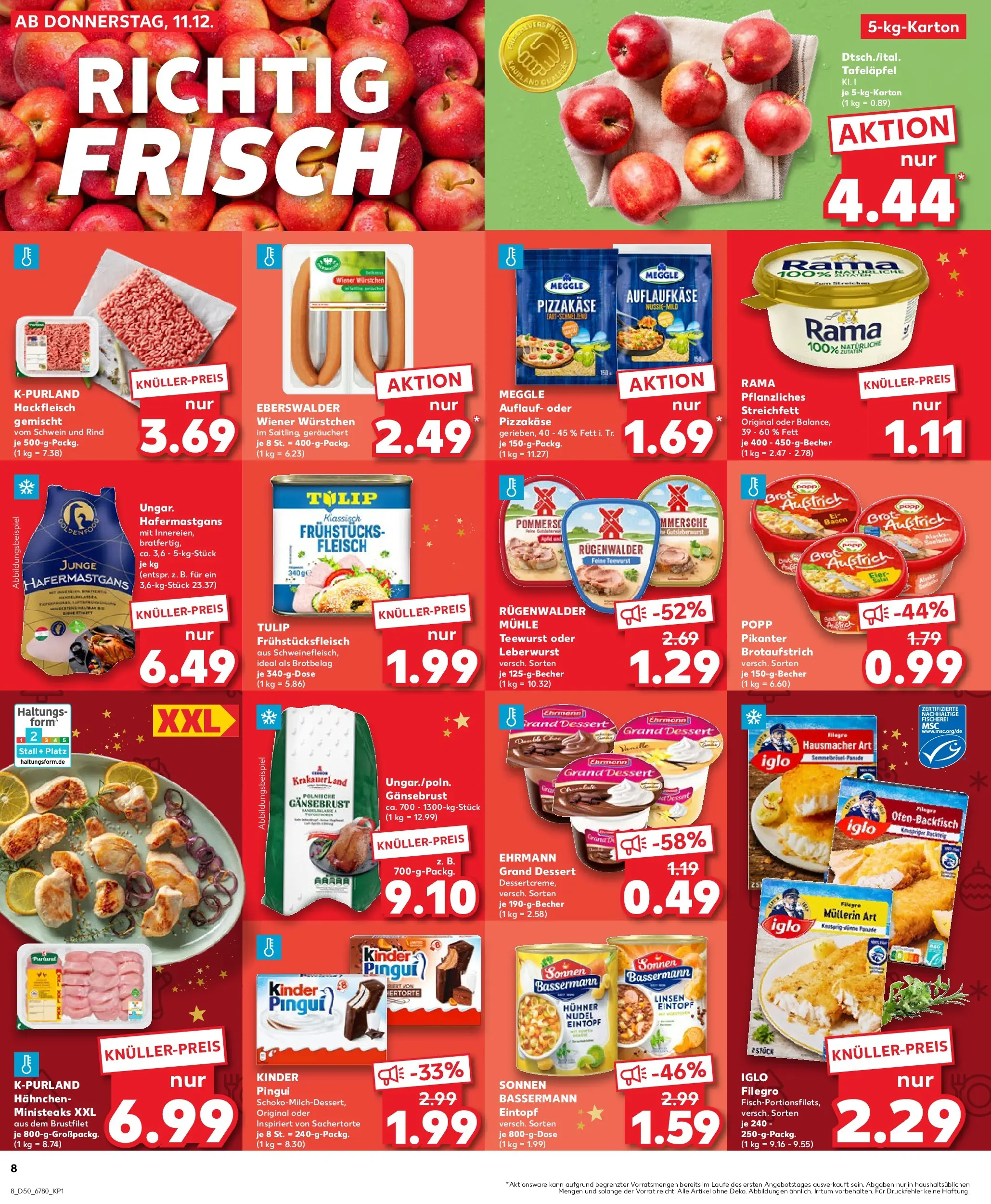 Prospekt Kaufland ab 14.12.2025 » Angebote Online zum Blättern | Seite: 8 | Produkte: Hahnchen, Rama, Brot, Fleisch