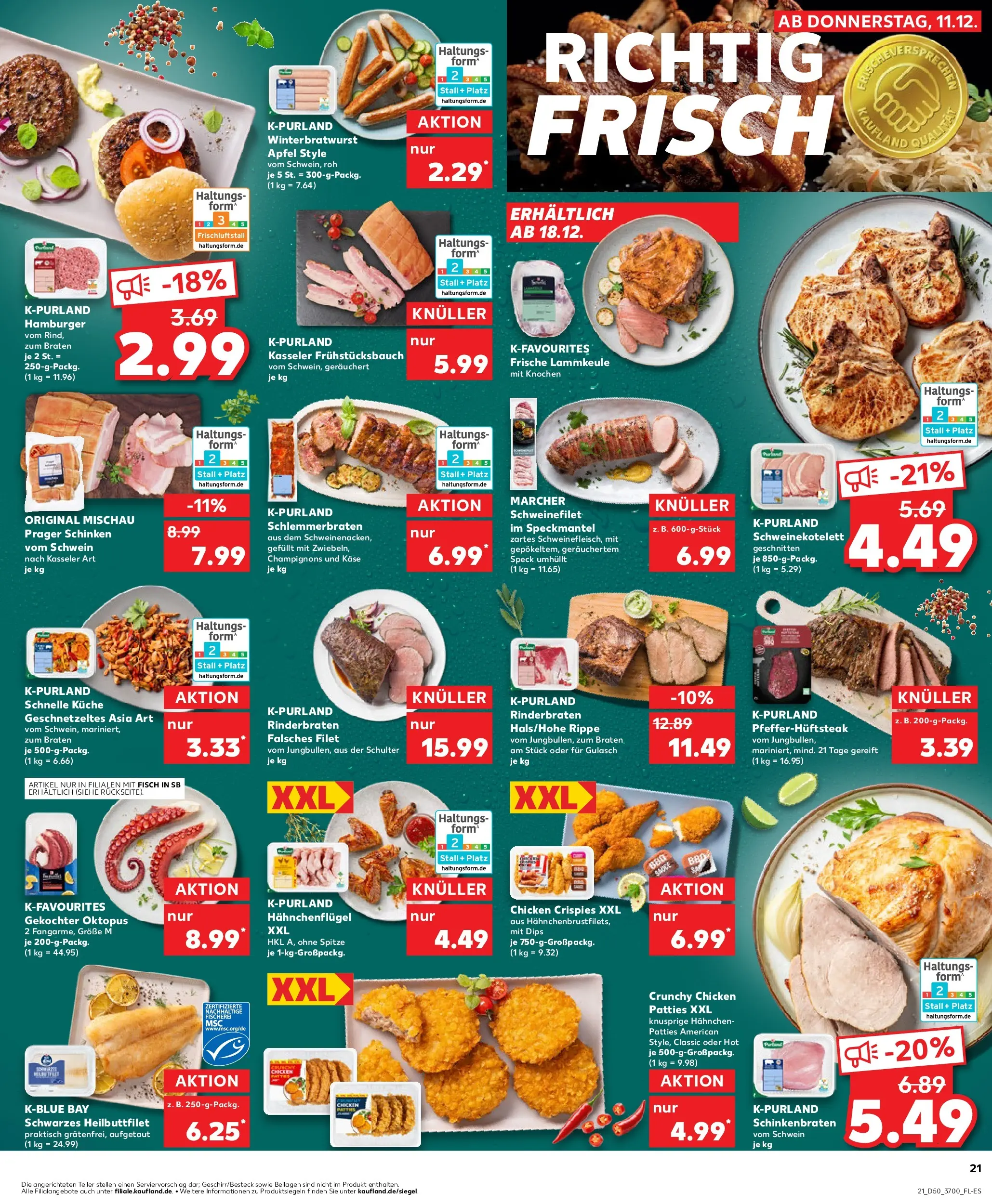 Prospekt Kaufland ab 14.12.2025 » Angebote Online zum Blättern | Seite: 21 | Produkte: Lammkeule, Käse, Äpfel, Schinken