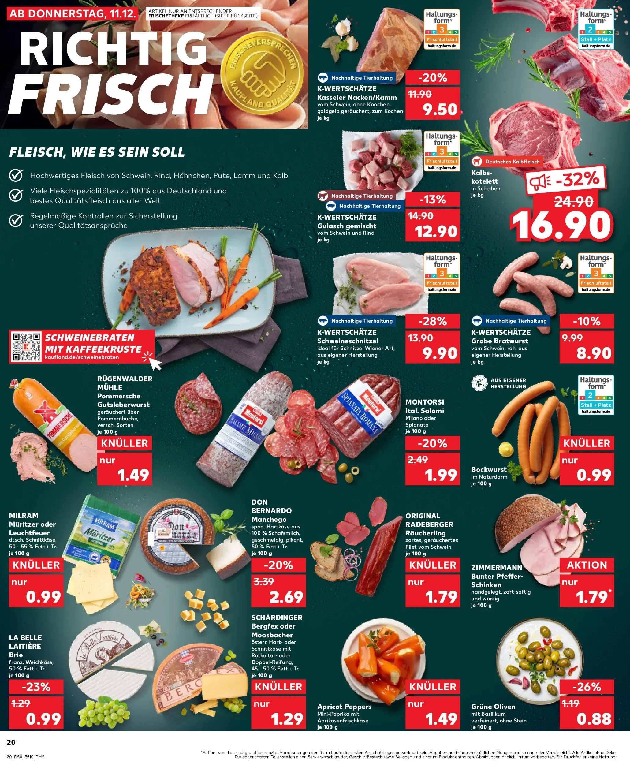 Prospekt Kaufland ab 14.12.2025 » Angebote Online zum Blättern | Seite: 20 | Produkte: Schnitzel, Gulasch, Salami, Fleisch