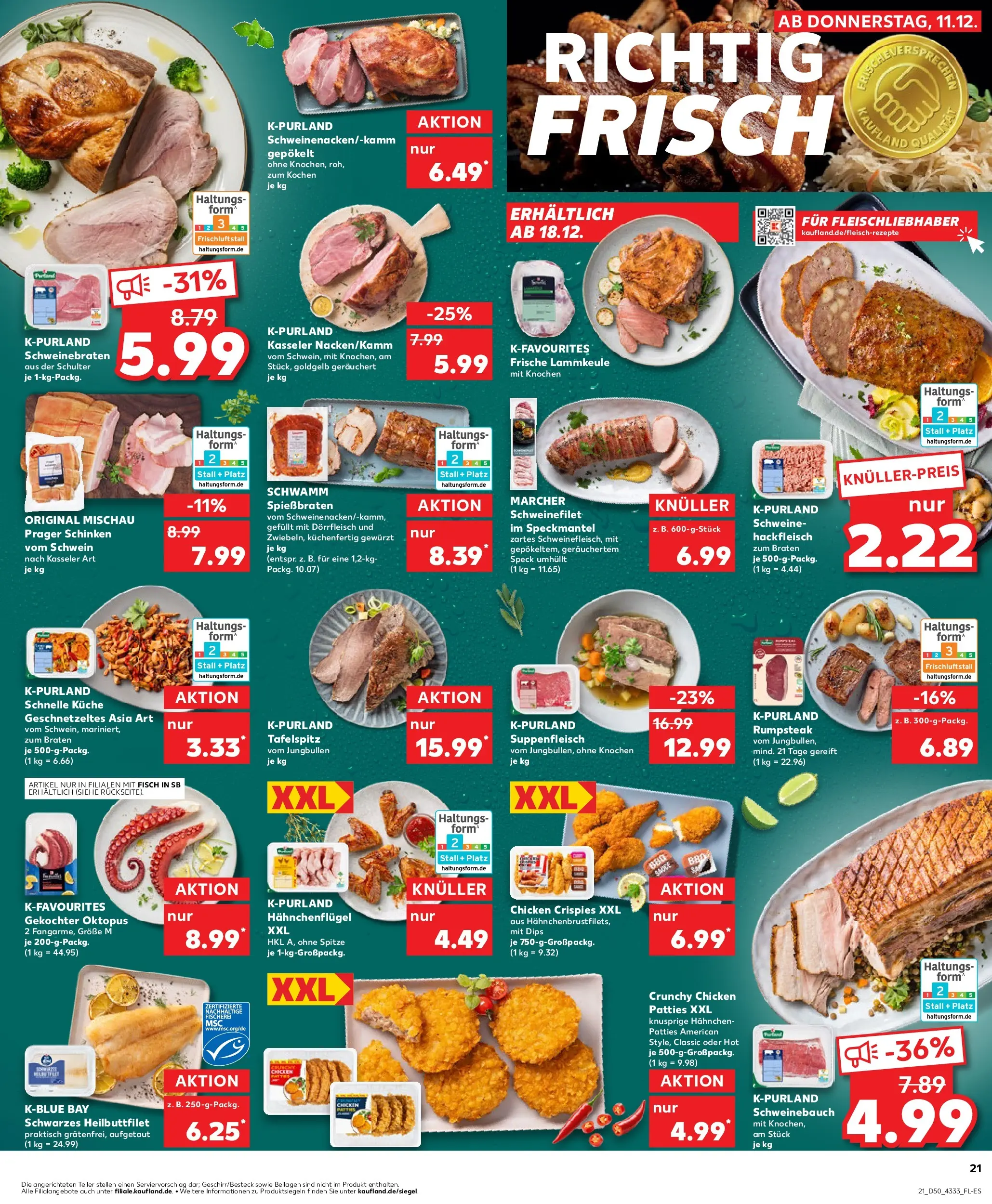 Prospekt Kaufland ab 14.12.2025 » Angebote Online zum Blättern | Seite: 21 | Produkte: Tafelspitz, Hahnchen, Küche, Fisch