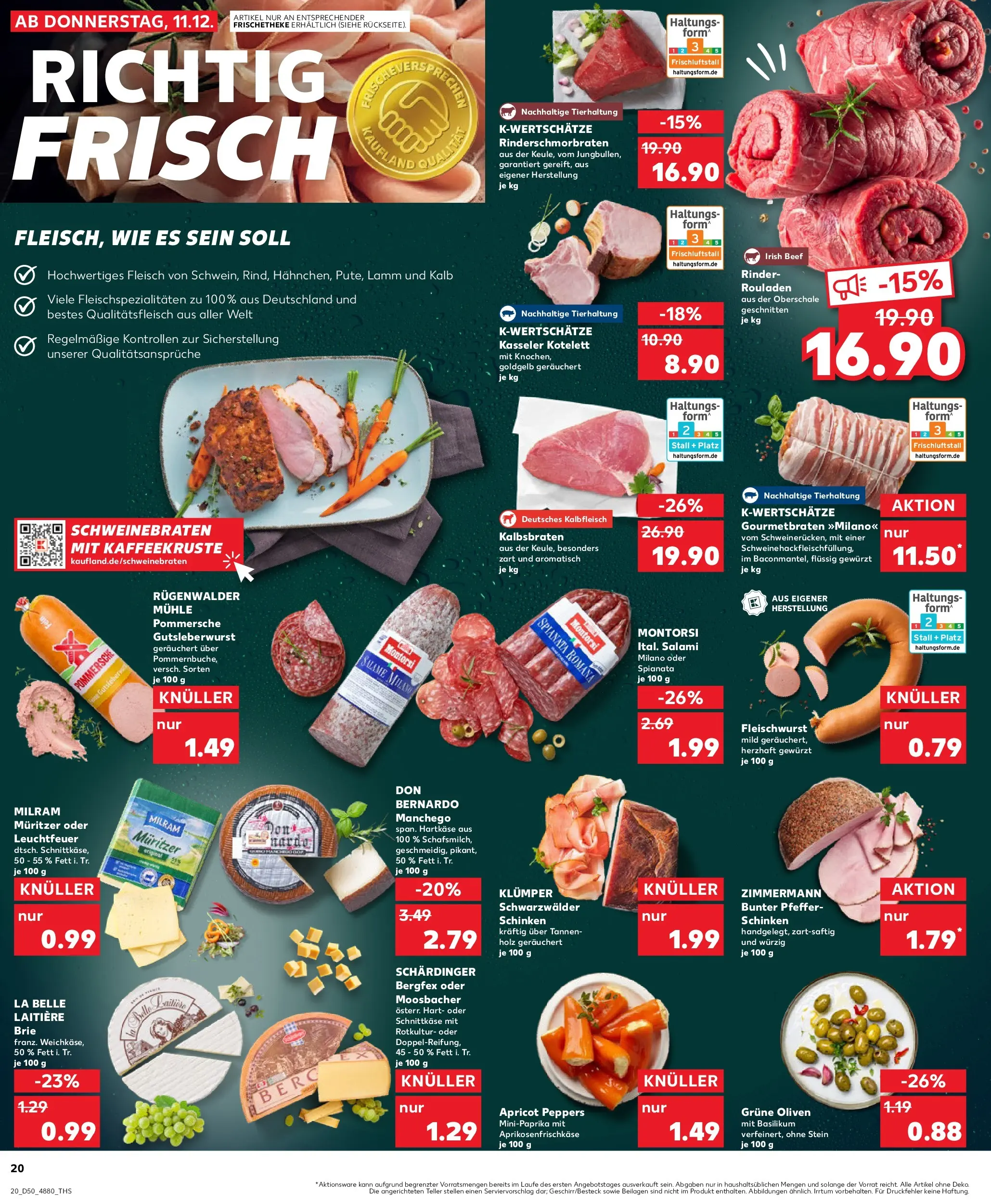 Prospekt Kaufland ab 14.12.2025 » Angebote Online zum Blättern | Seite: 20 | Produkte: Mühle, Milram, Salami, Fleisch