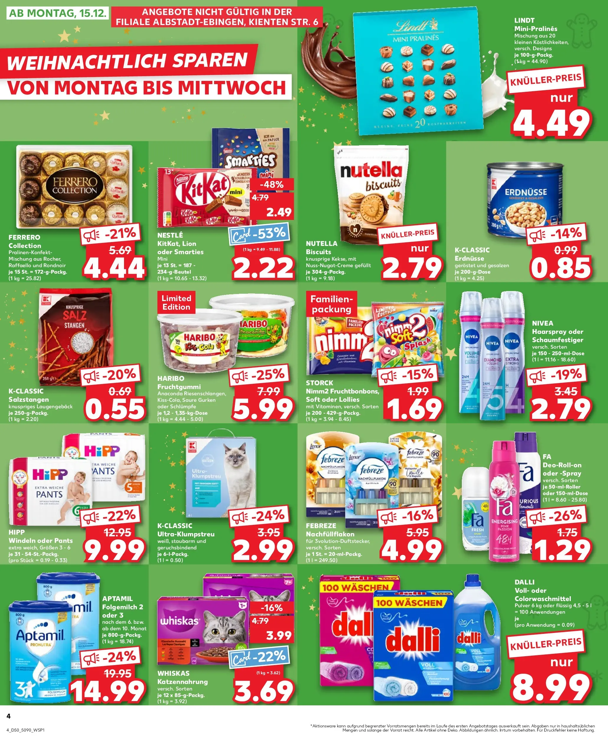 Prospekt Kaufland ab 14.12.2025 » Angebote Online zum Blättern | Seite: 4 | Produkte: Raffaello, Haribo, Smarties, Gurken