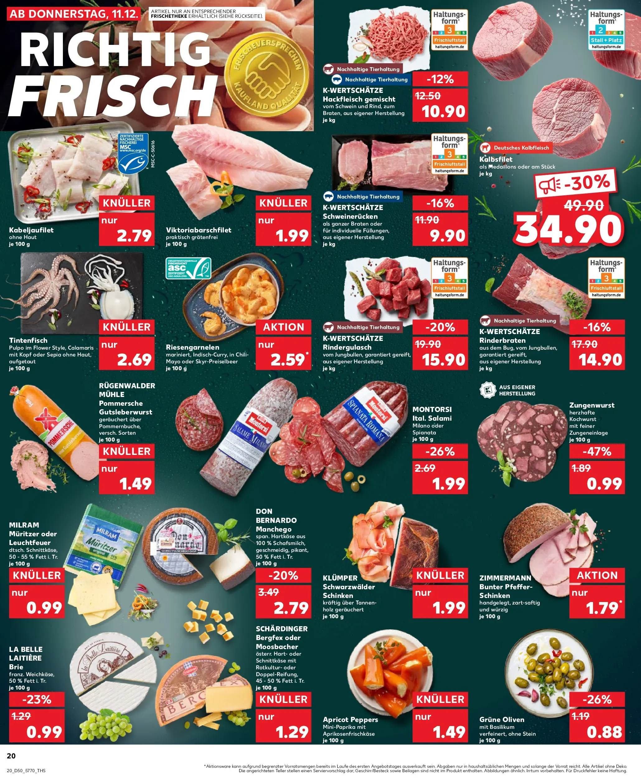 Prospekt Kaufland ab 14.12.2025 » Angebote Online zum Blättern | Seite: 20 | Produkte: Rindergulasch, Mühle, Tintenfisch, Hackfleisch