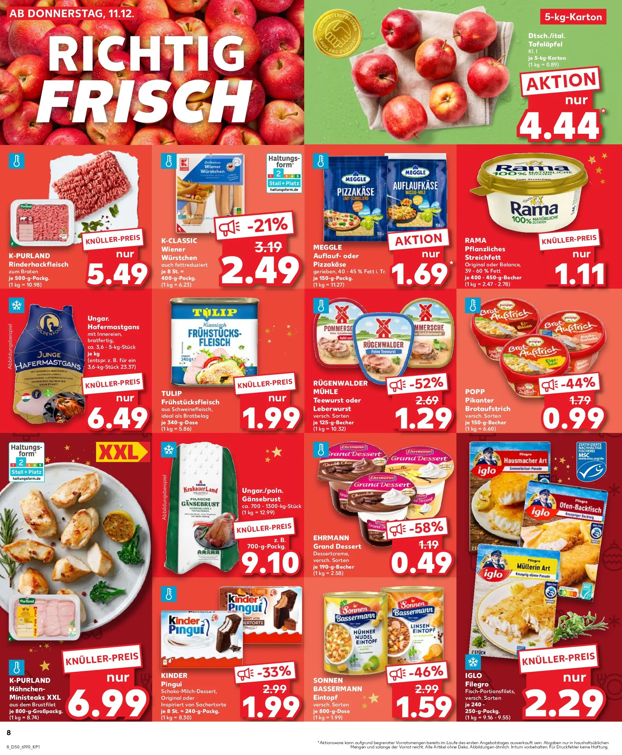 Prospekt Kaufland ab 14.12.2025 » Angebote Online zum Blättern | Seite: 8 | Produkte: Wiener wurstchen, Iglo, Brot, Steak