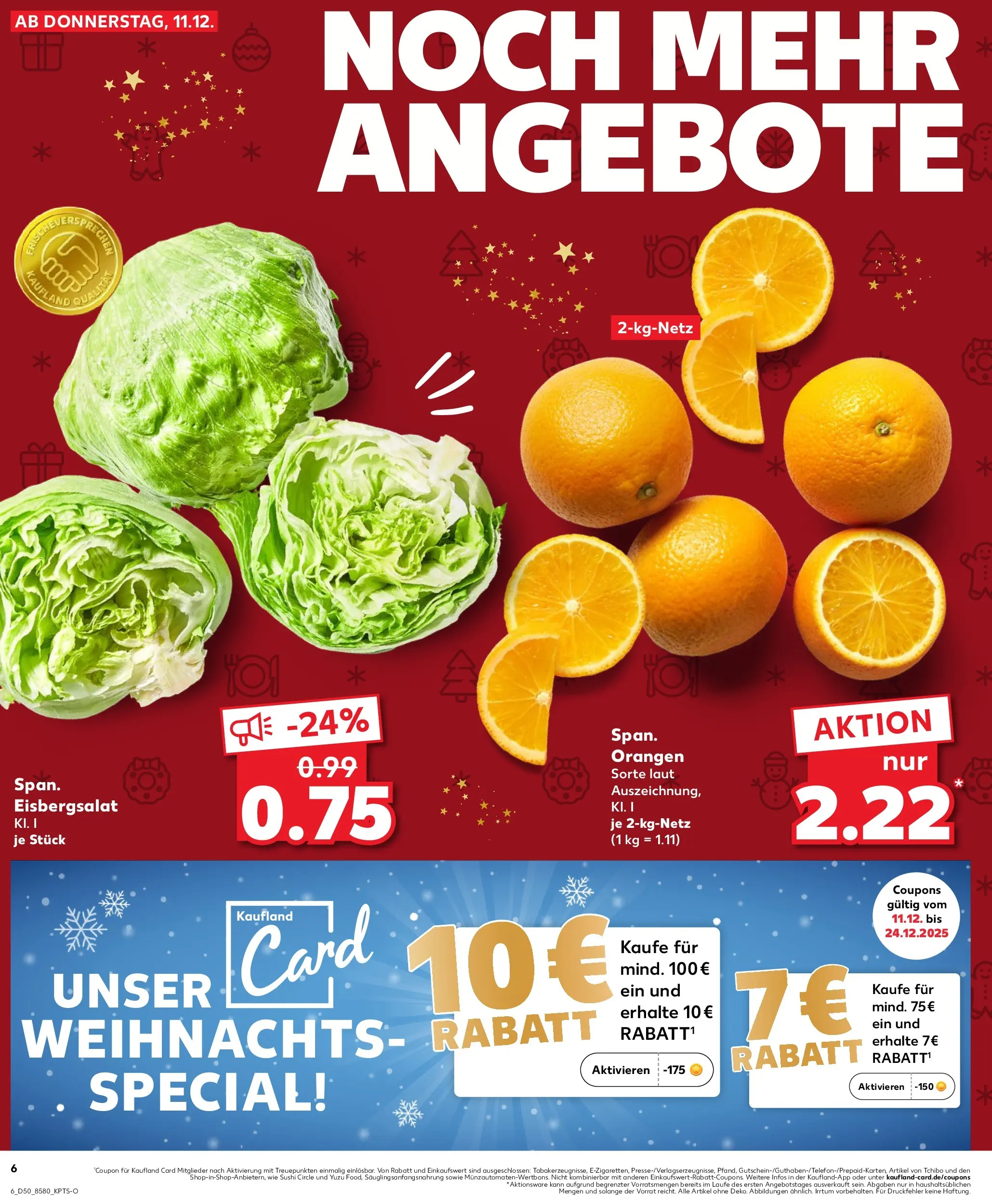 Prospekt Kaufland ab 14.12.2025 » Angebote Online zum Blättern | Seite: 6 | Produkte: Orangen, Eisbergsalat