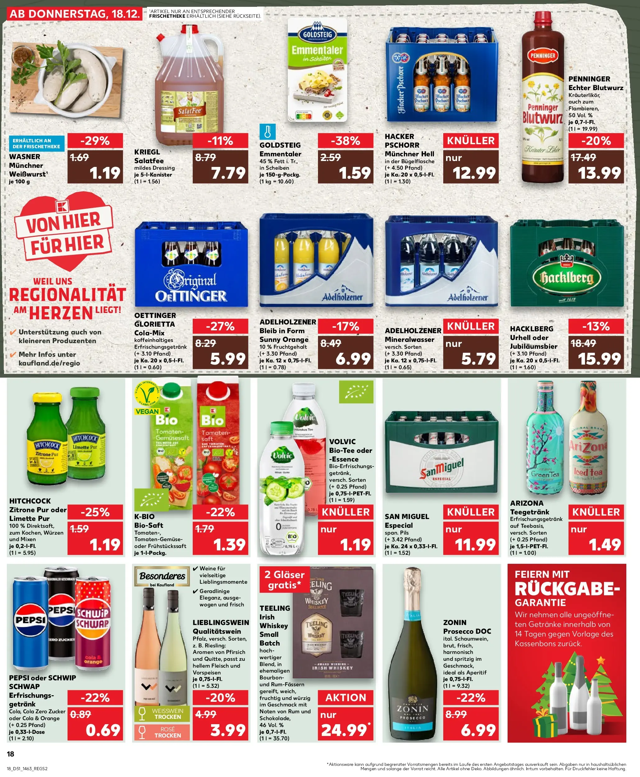 Prospekt Kaufland ab 18.12.2025 » Angebote Online zum Blättern | Seite: 18 | Produkte: Cola, Schwip schwap, Limette, Volvic