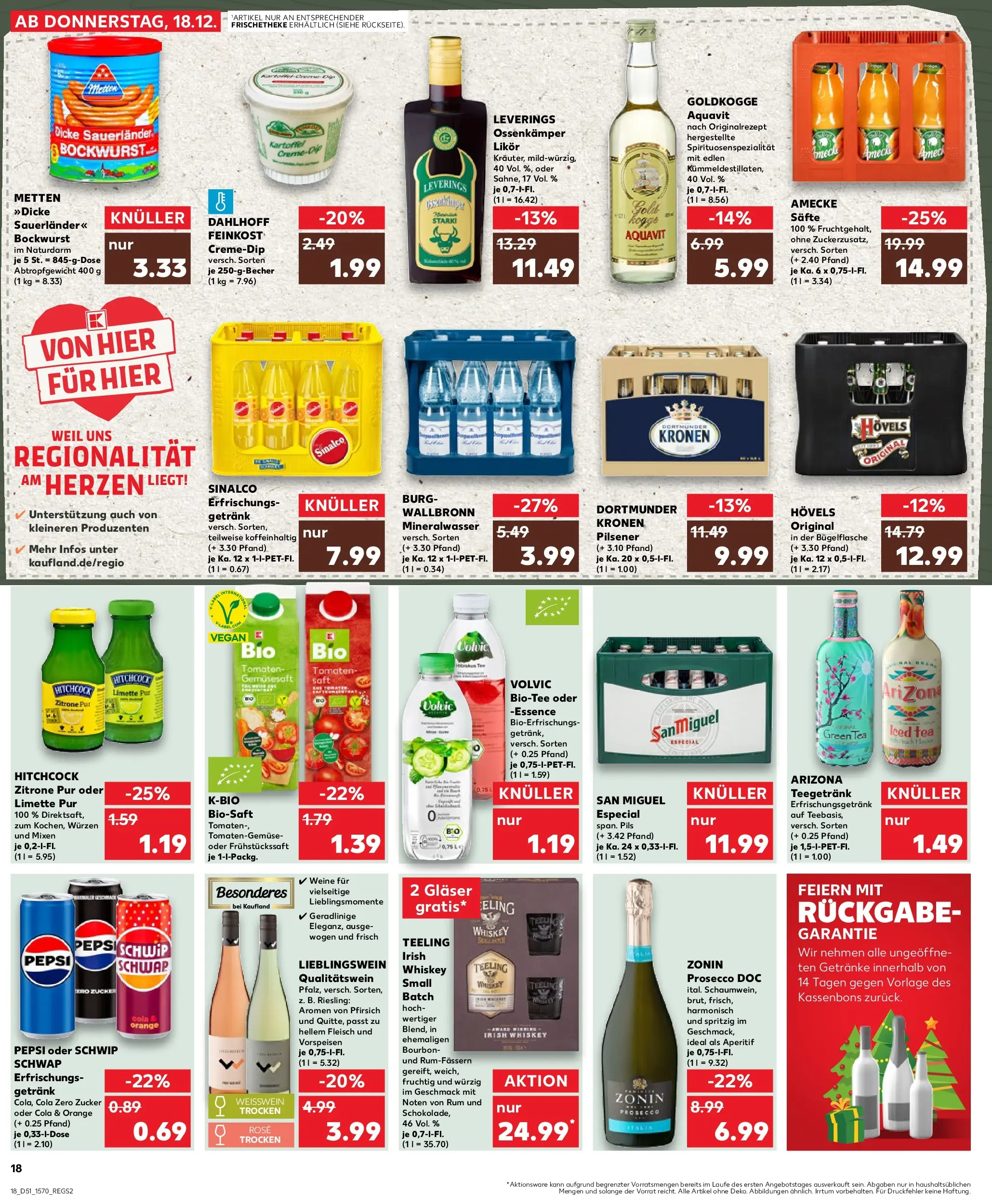 Prospekt Kaufland ab 18.12.2025 » Angebote Online zum Blättern | Seite: 18 | Produkte: Weißwein, Schwip schwap, Pfirsich, Limette