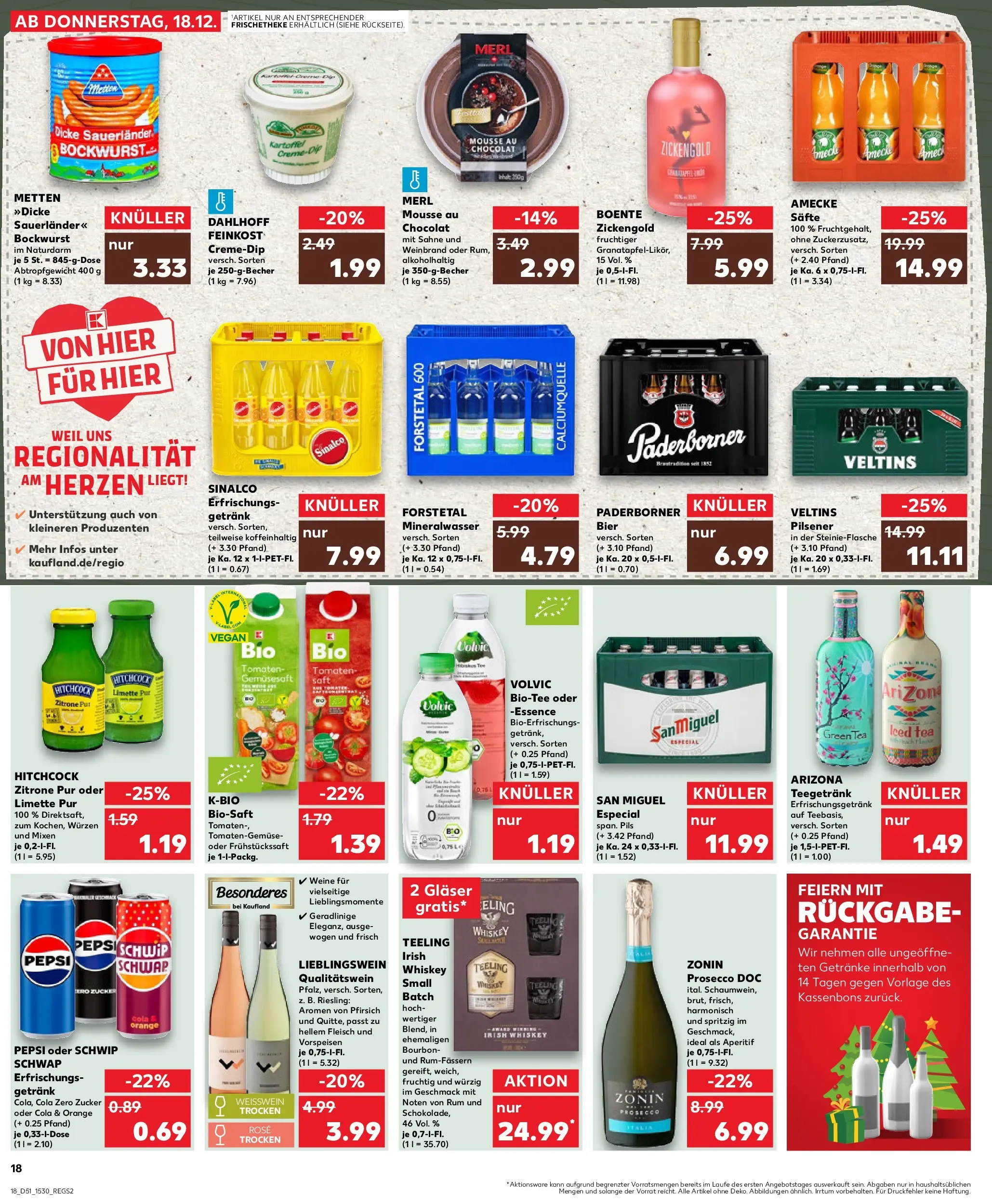 Prospekt Kaufland ab 18.12.2025 » Angebote Online zum Blättern | Seite: 18 | Produkte: Pfirsich, Pepsi, Sahne, Veltins