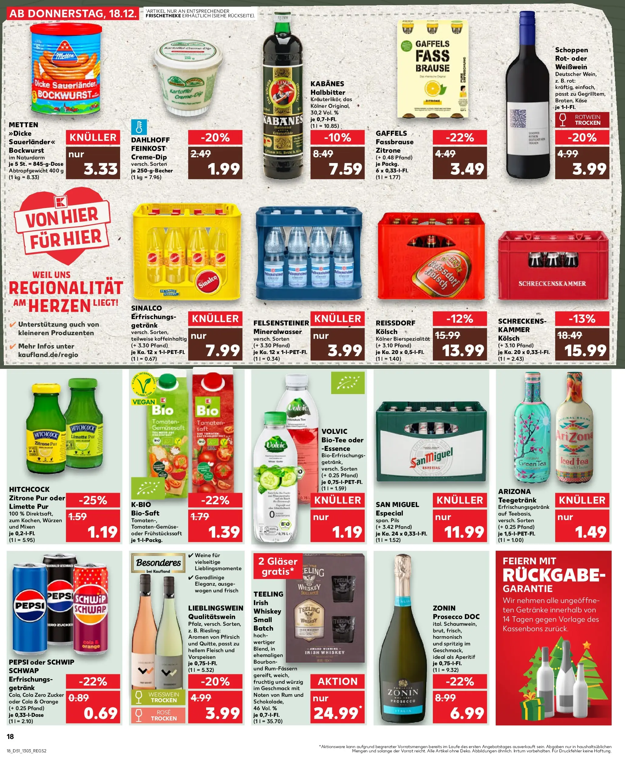 Prospekt Kaufland ab 18.12.2025 » Angebote Online zum Blättern | Seite: 18 | Produkte: Sinalco, Mineralwasser, Bourbon, Volvic