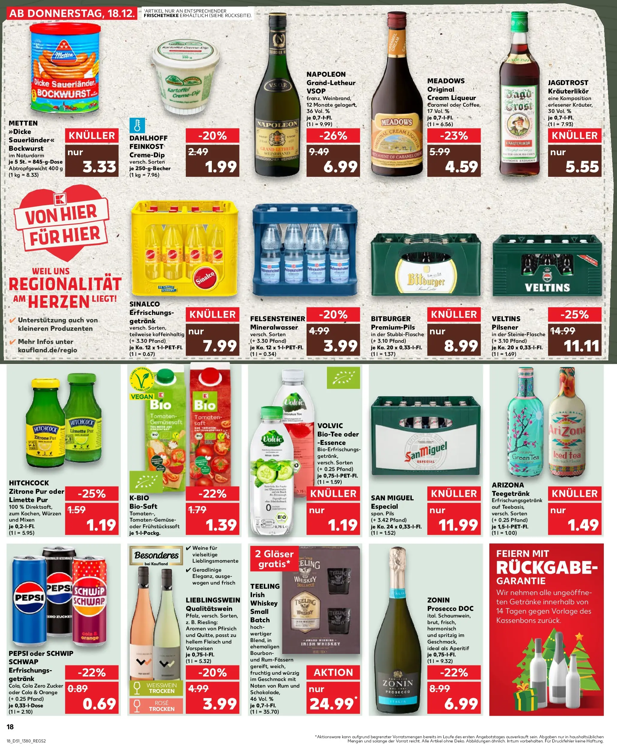 Prospekt Kaufland ab 18.12.2025 » Angebote Online zum Blättern | Seite: 18 | Produkte: Bockwurst, Tomaten, Schwip schwap, Pepsi