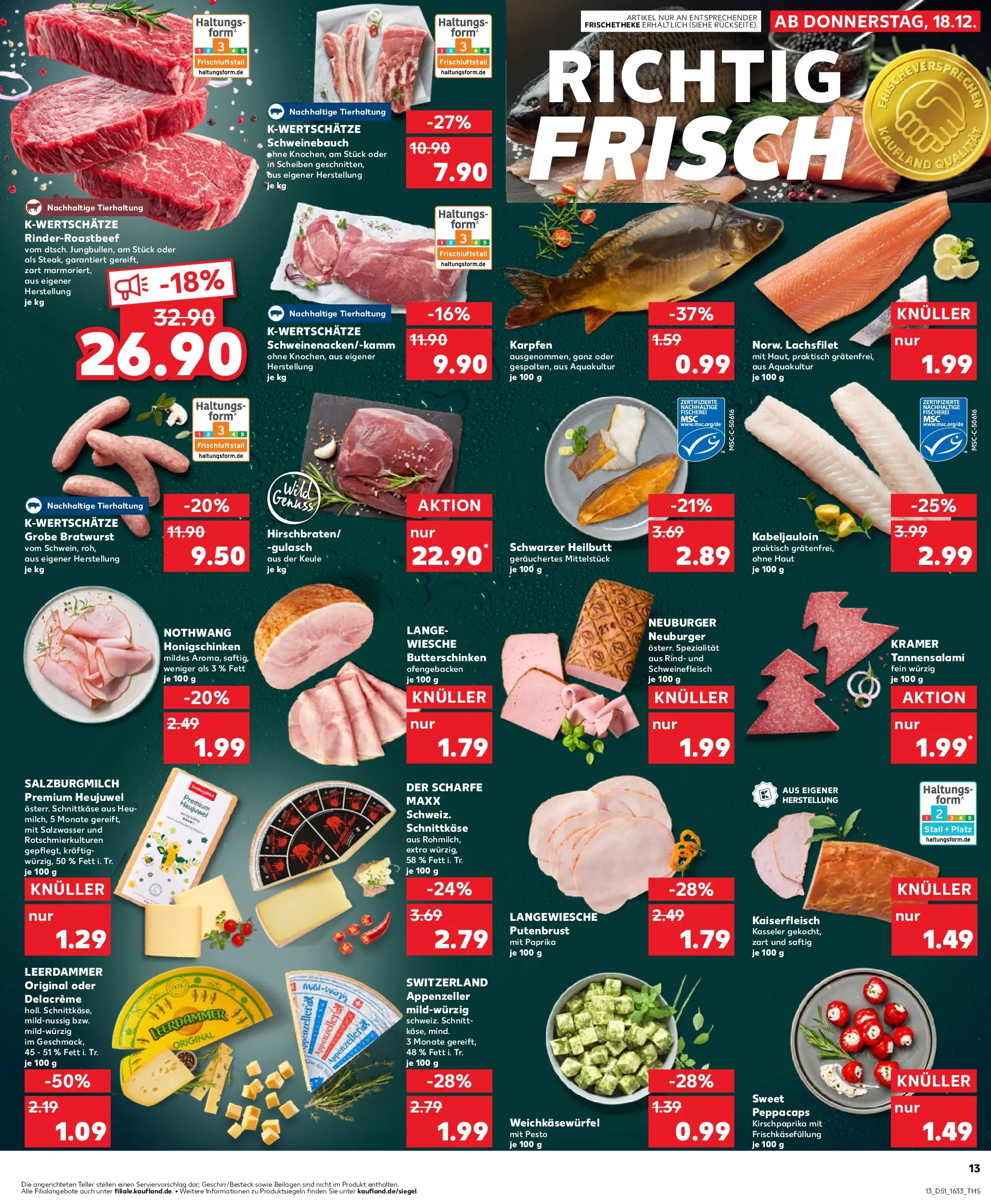 Prospekt Kaufland ab 18.12.2025 » Angebote Online zum Blättern | Seite: 13 | Produkte: Butter, Schweinebauch, Bratwurst, Gulasch