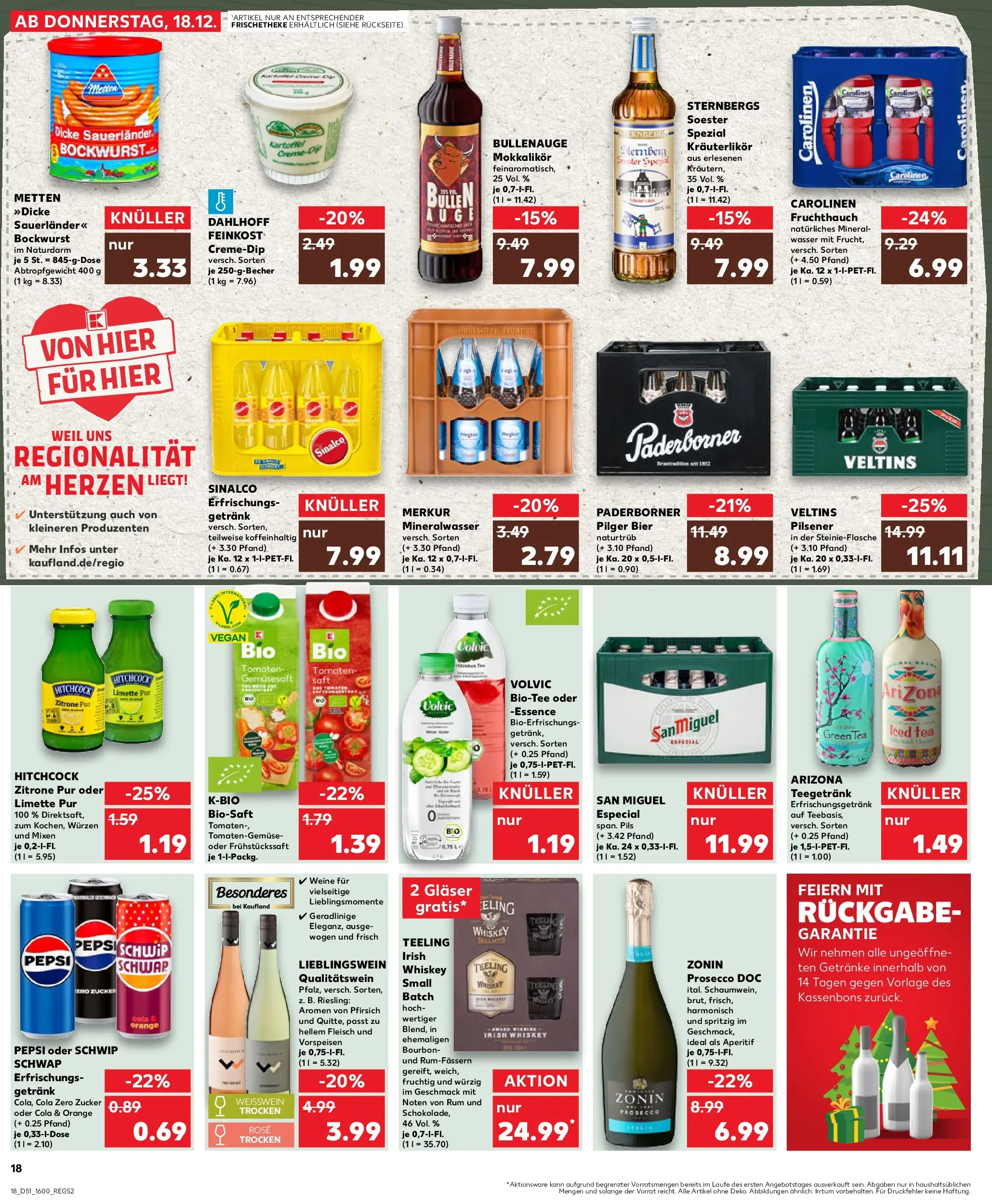 Prospekt Kaufland ab 18.12.2025 » Angebote Online zum Blättern | Seite: 18 | Produkte: Weißwein, Prosecco, Wasser, Pepsi