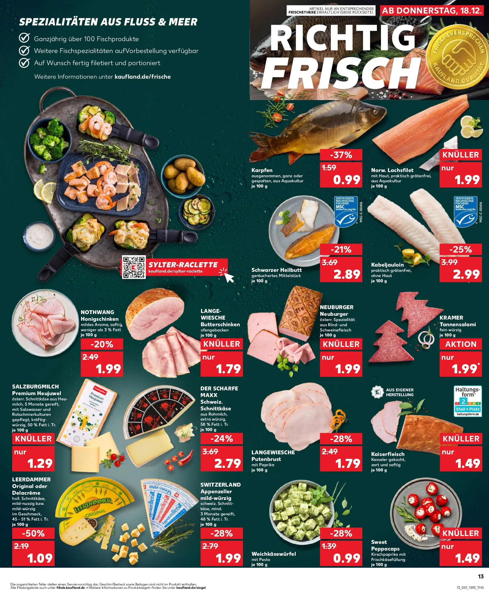Prospekt Kaufland ab 18.12.2025 » Angebote Online zum Blättern | Seite: 13 | Produkte: Leerdammer, Paprika, Salami, Schweinefleisch