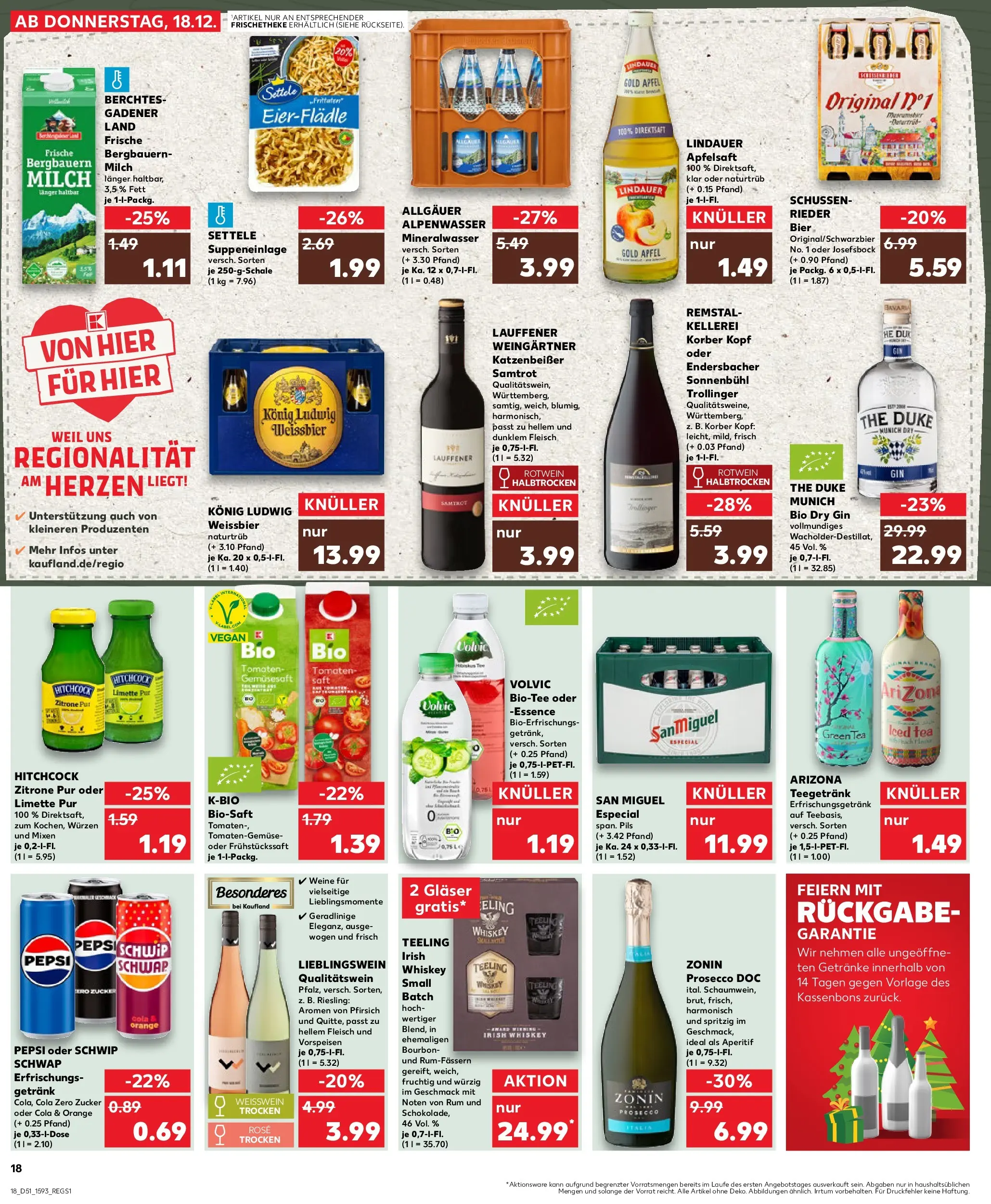 Prospekt Kaufland ab 18.12.2025 » Angebote Online zum Blättern | Seite: 18 | Produkte: Bier, Rotwein halbtrocken, Zucker, Bourbon