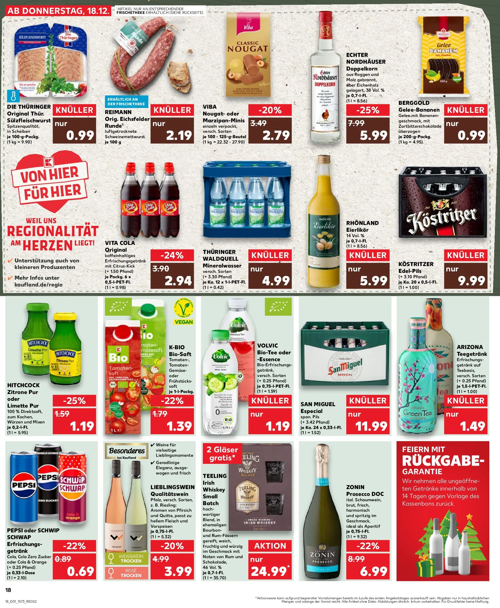 Prospekt Kaufland ab 18.12.2025 » Angebote Online zum Blättern | Seite: 18 | Produkte: Kostritzer, Weißwein, Pfirsich, Whiskey