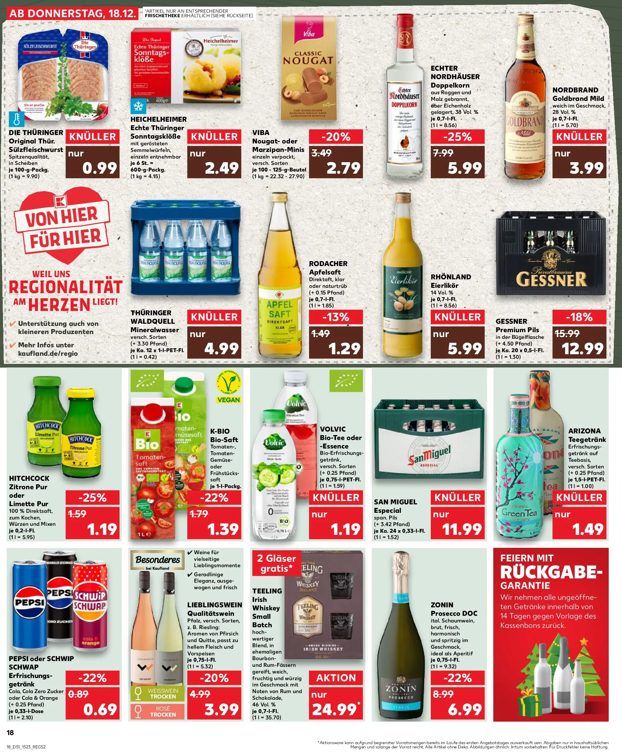 Prospekt Kaufland ab 18.12.2025 » Angebote Online zum Blättern | Seite: 18 | Produkte: Cola, Apfelsaft, Zucker, Fleisch