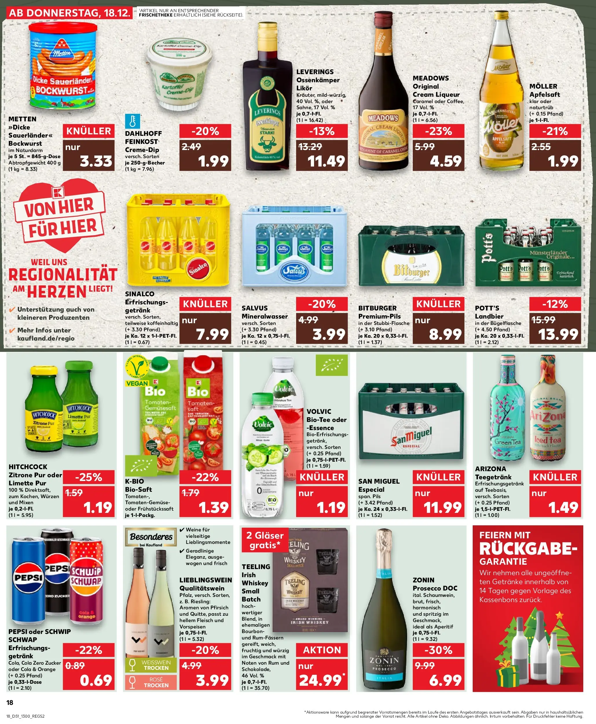 Prospekt Kaufland ab 18.12.2025 » Angebote Online zum Blättern | Seite: 18 | Produkte: Weißwein, Likör, Mineralwasser, Limette