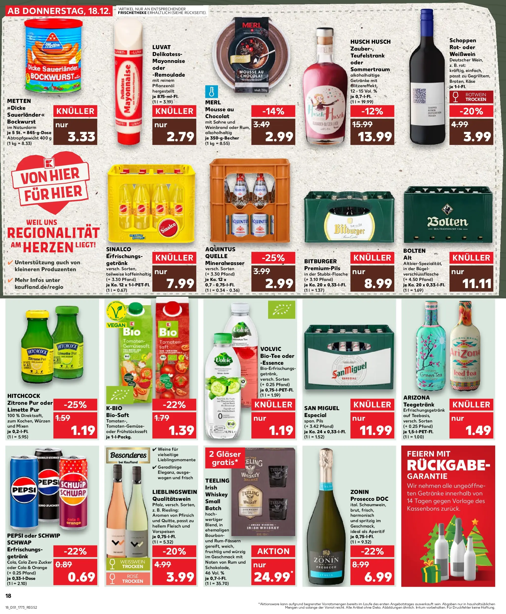Prospekt Kaufland ab 18.12.2025 » Angebote Online zum Blättern | Seite: 18 | Produkte: Käse, Rotwein, Pepsi, Whiskey