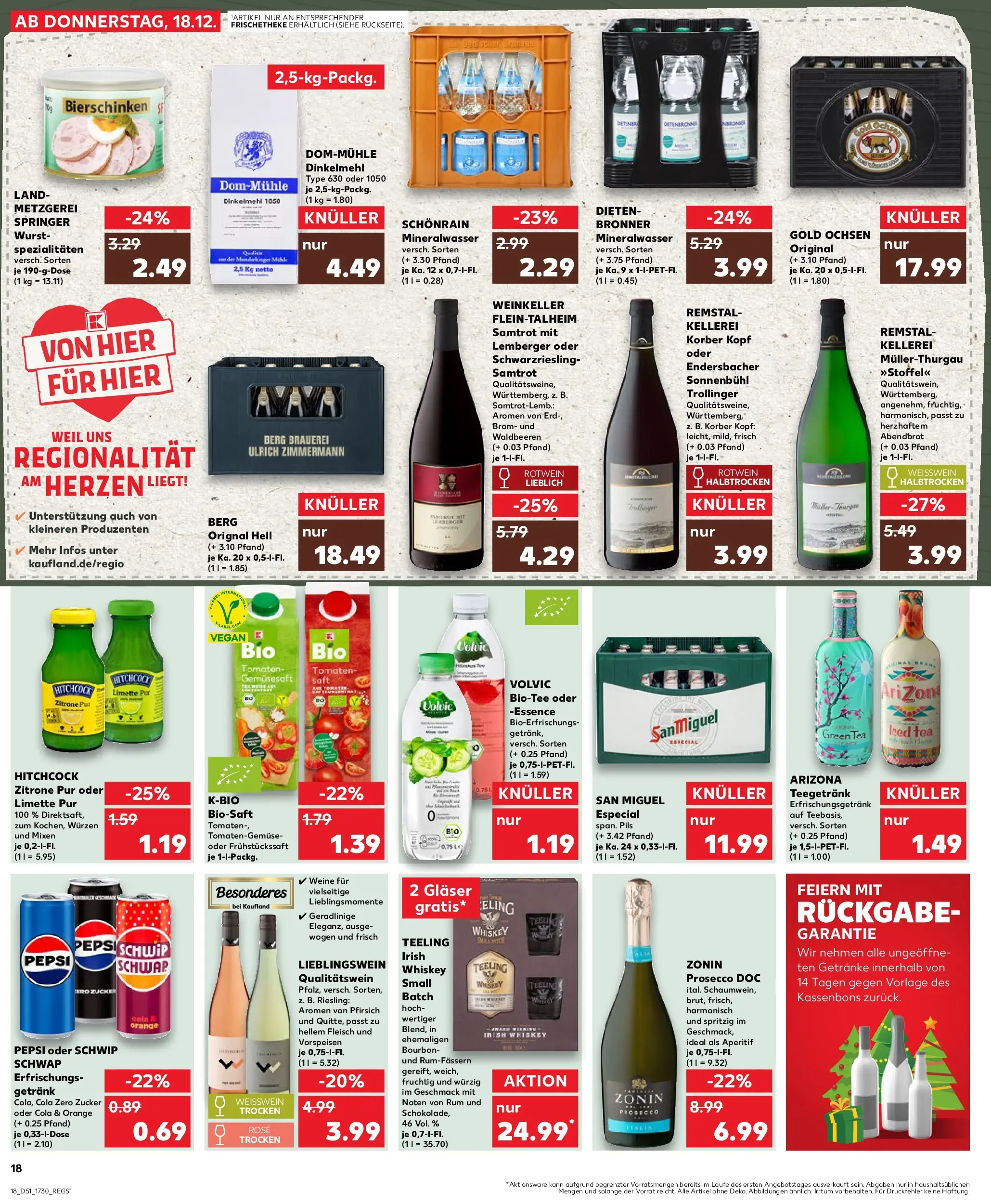 Prospekt Kaufland ab 18.12.2025 » Angebote Online zum Blättern | Seite: 18 | Produkte: Prosecco, Pfirsich, Tee, Bourbon