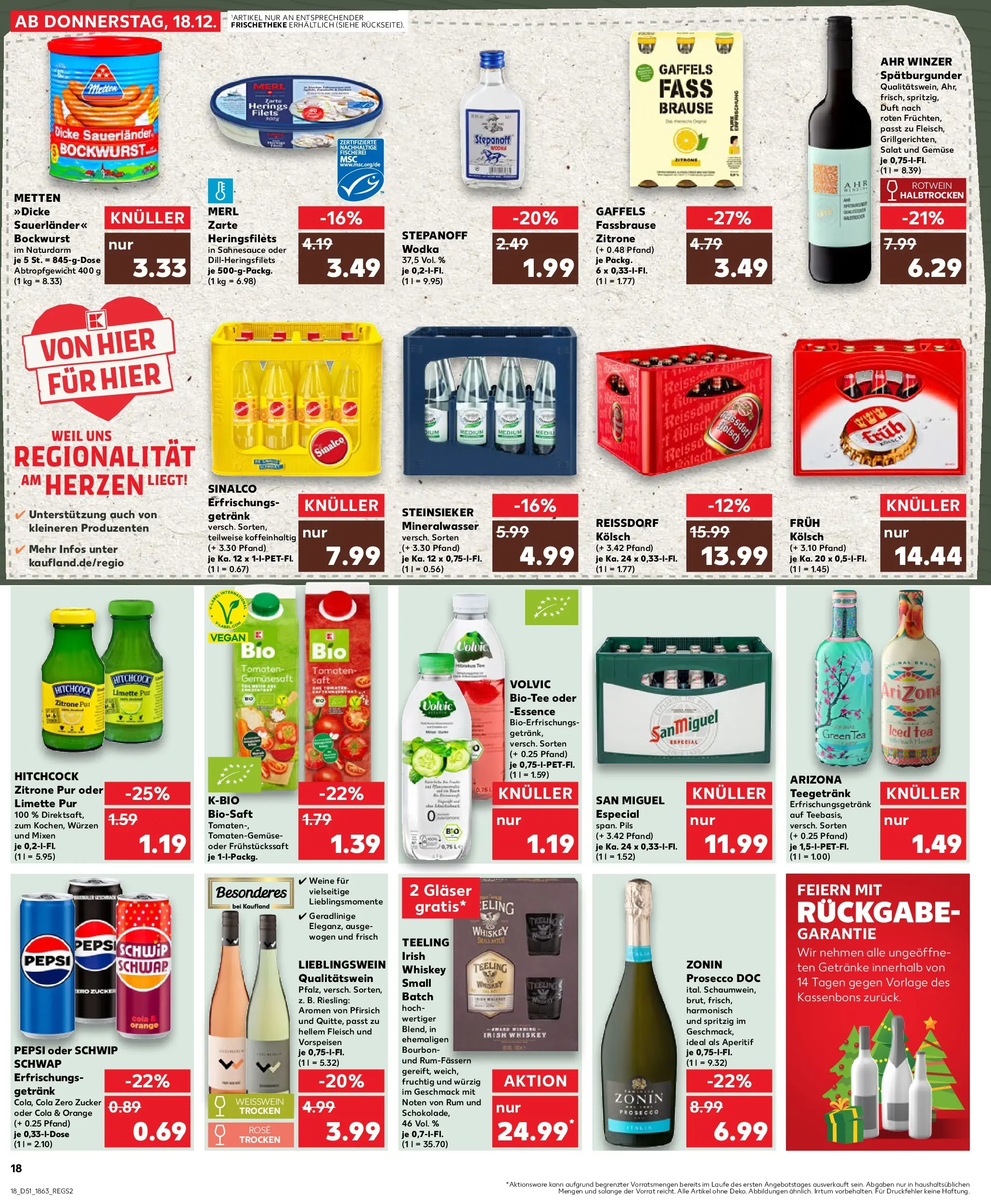 Prospekt Kaufland ab 18.12.2025 » Angebote Online zum Blättern | Seite: 18 | Produkte: Tomaten, Gemüse, Volvic, Whiskey