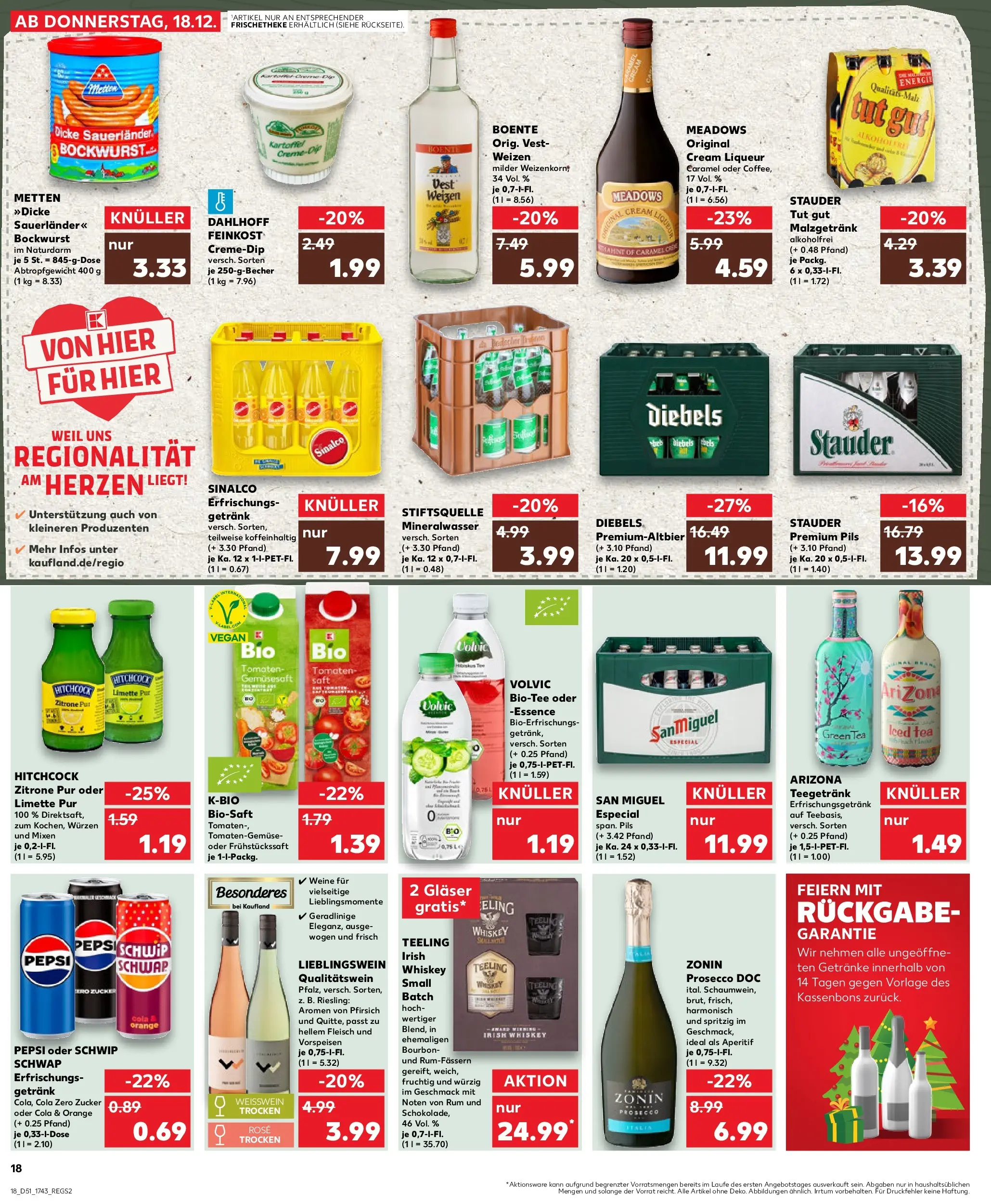 Prospekt Kaufland ab 18.12.2025 » Angebote Online zum Blättern | Seite: 18 | Produkte: Mineralwasser, Zitrone, Pepsi, Bourbon