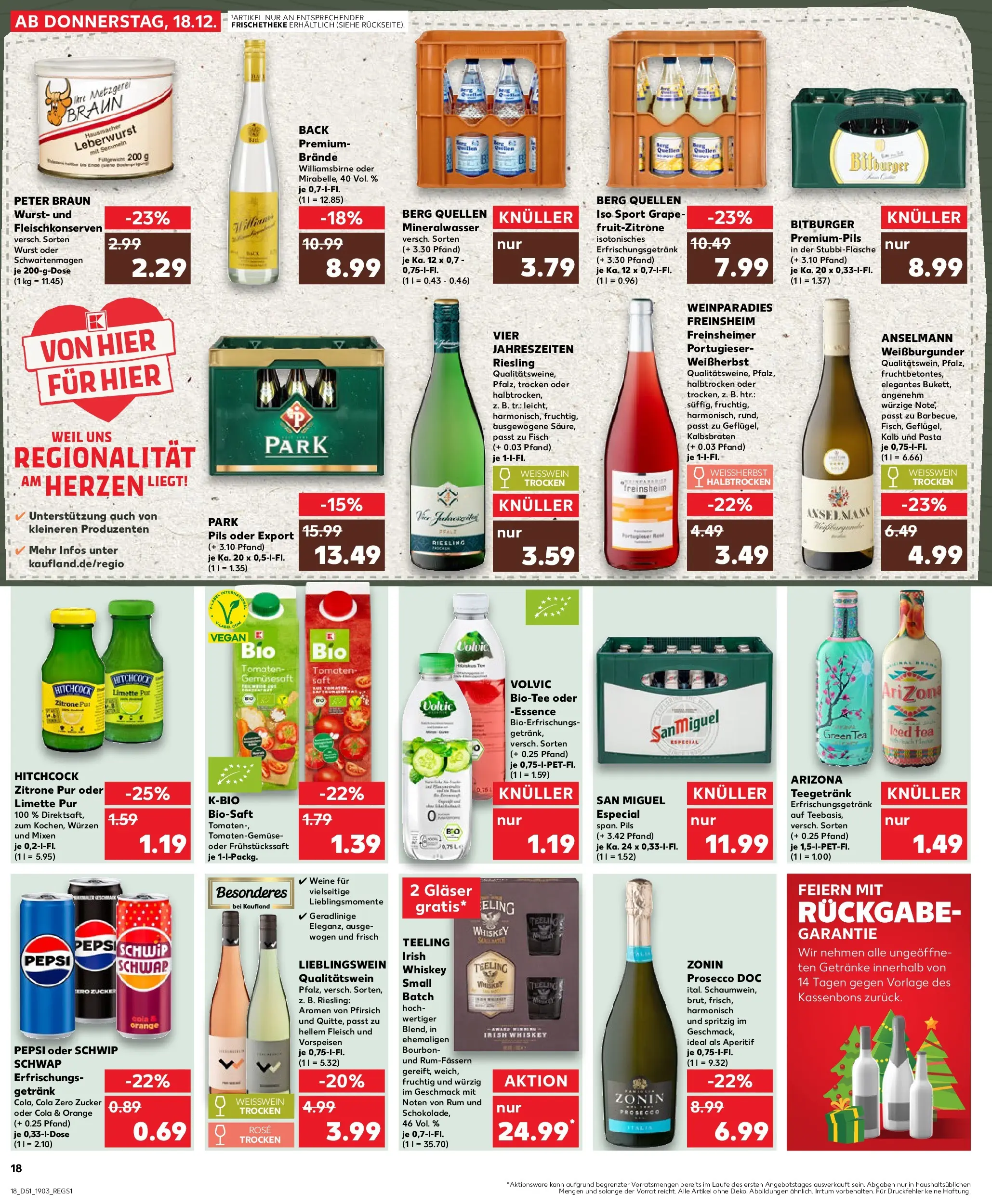 Prospekt Kaufland ab 18.12.2025 » Angebote Online zum Blättern | Seite: 18 | Produkte: Bitburger, Tomaten, Schwip schwap, Zitrone