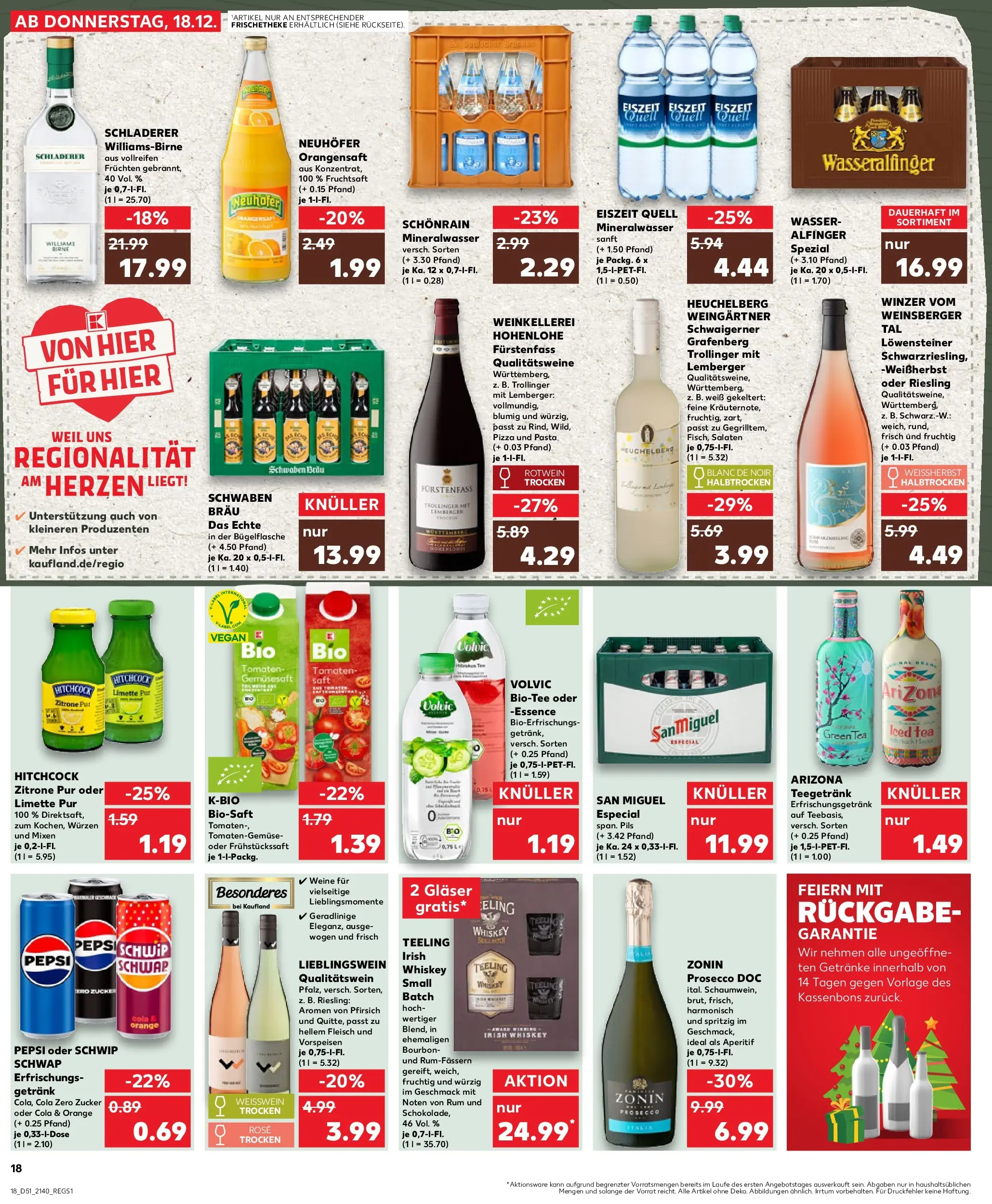 Prospekt Kaufland ab 18.12.2025 » Angebote Online zum Blättern | Seite: 18 | Produkte: Rum, Bourbon, Volvic, Fleisch