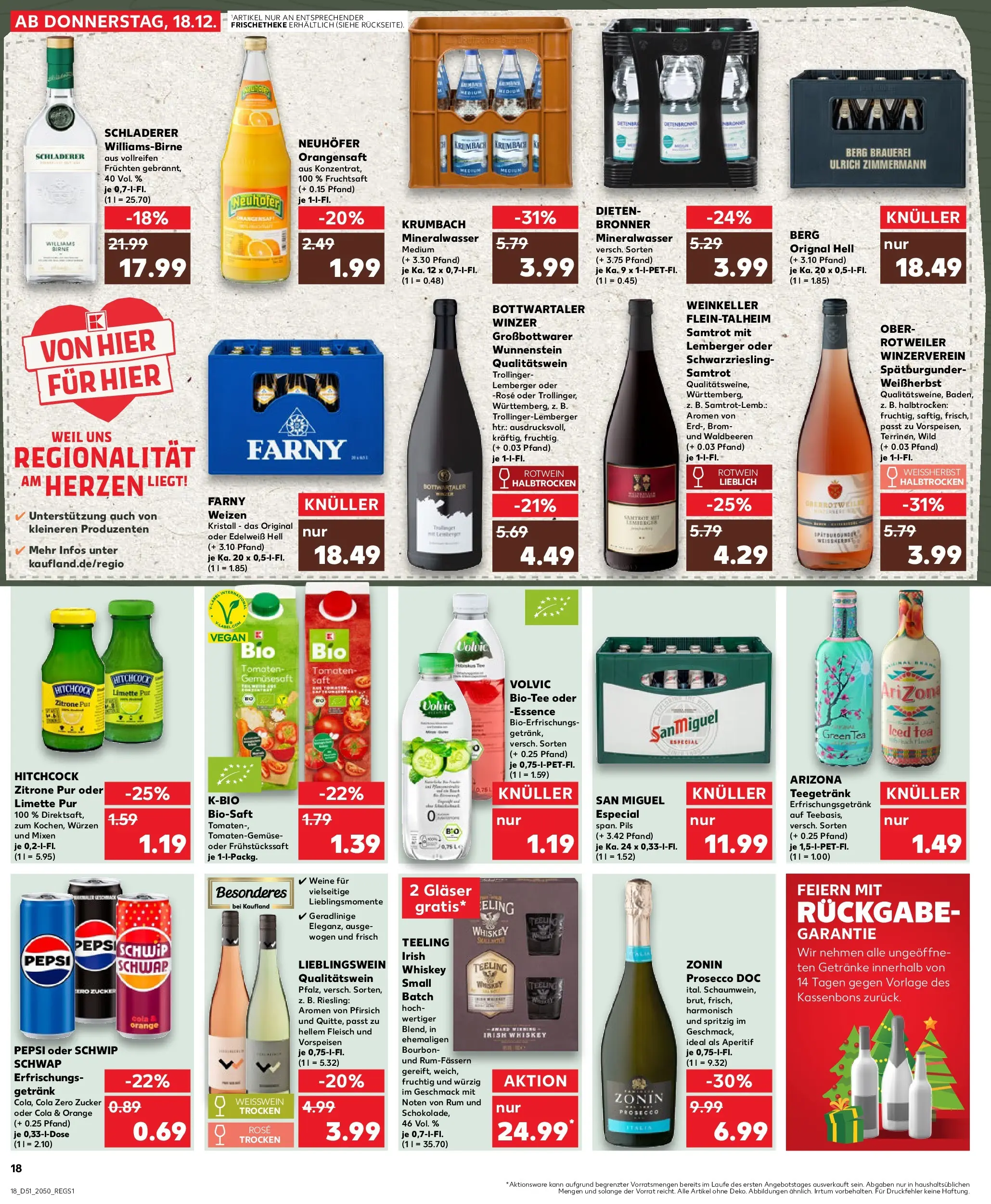 Prospekt Kaufland ab 18.12.2025 » Angebote Online zum Blättern | Seite: 18 | Produkte: Schwip schwap, Birne, Bourbon, Volvic