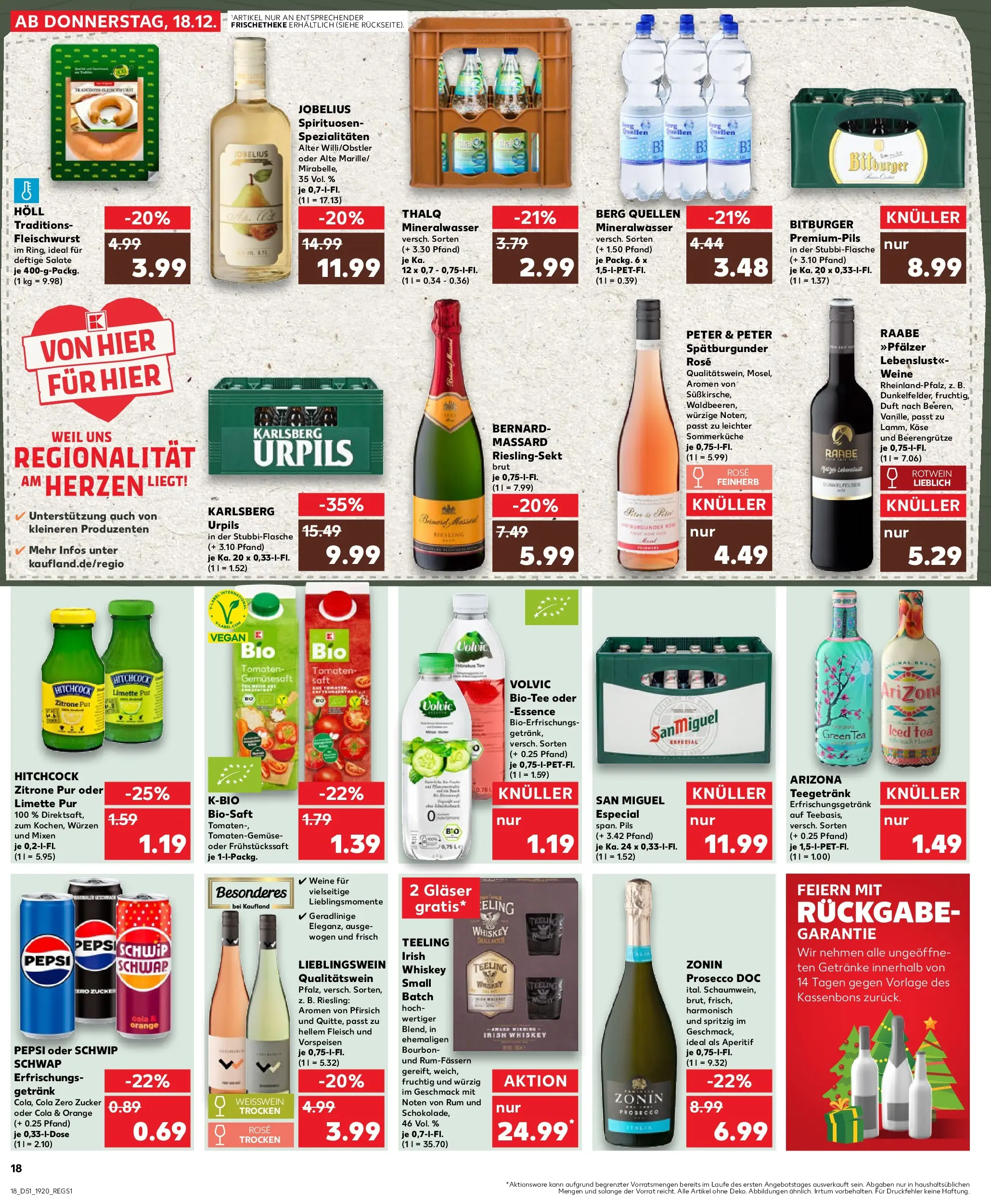 Prospekt Kaufland ab 18.12.2025 » Angebote Online zum Blättern | Seite: 18 | Produkte: Weißwein, Pils, Tomaten, Mineralwasser