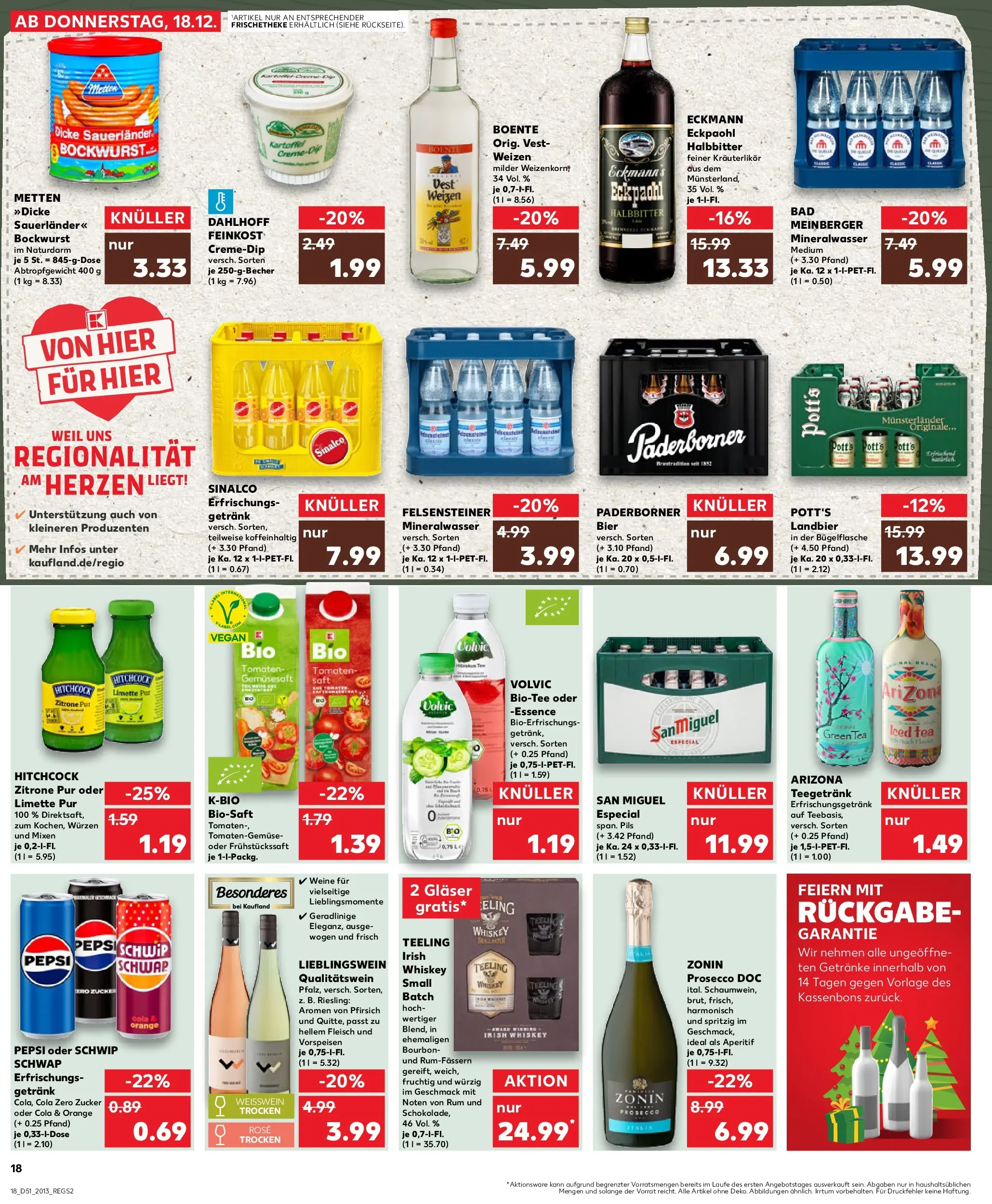 Prospekt Kaufland ab 18.12.2025 » Angebote Online zum Blättern | Seite: 18 | Produkte: Tomaten, Pfirsich, Saft, Bourbon